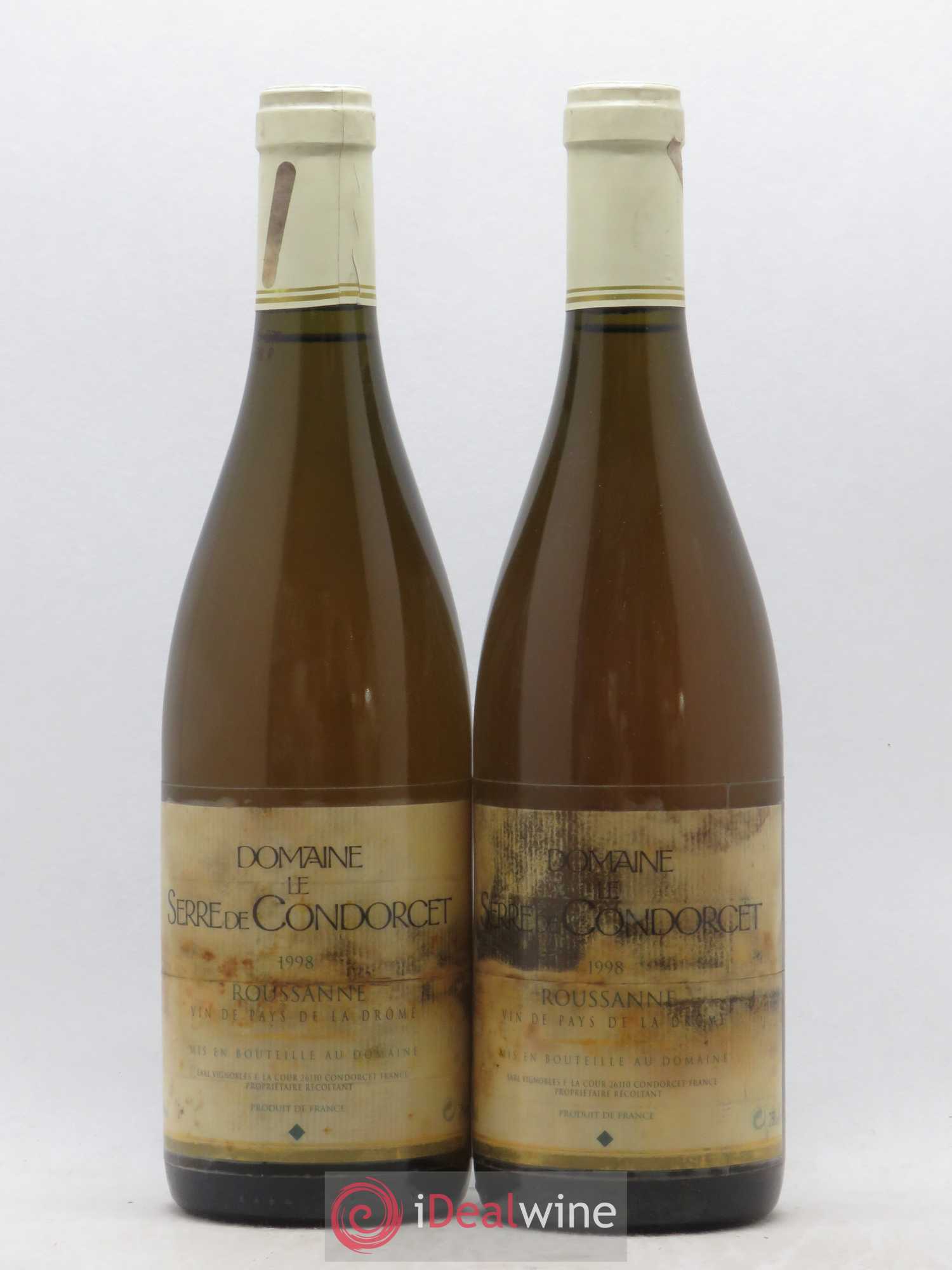 Rhône Vin de pays de la Drôme Roussanne Domaine Serre de Condorcet 1998 - Posten von 2 Flaschen - 0