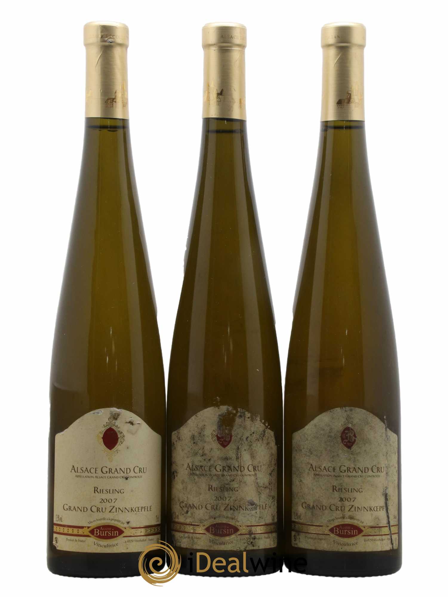 Alsace Riesling Grand Cru Zinnkoepflé Agathe Bursin 2007 - Lot de 3 bouteilles - 0