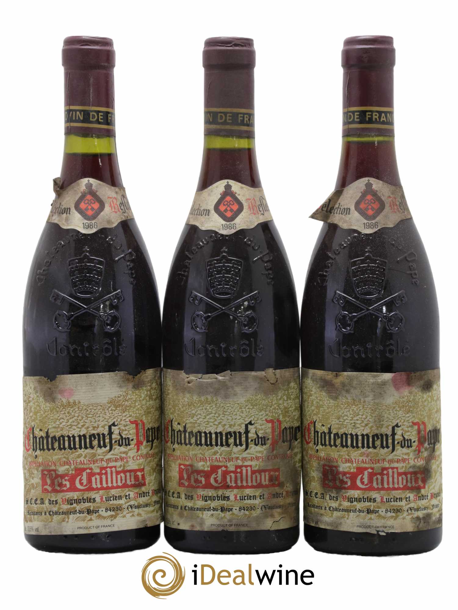 Châteauneuf-du-Pape Les Cailloux André Brunel 1986 - Lot de 3 bouteilles - 0