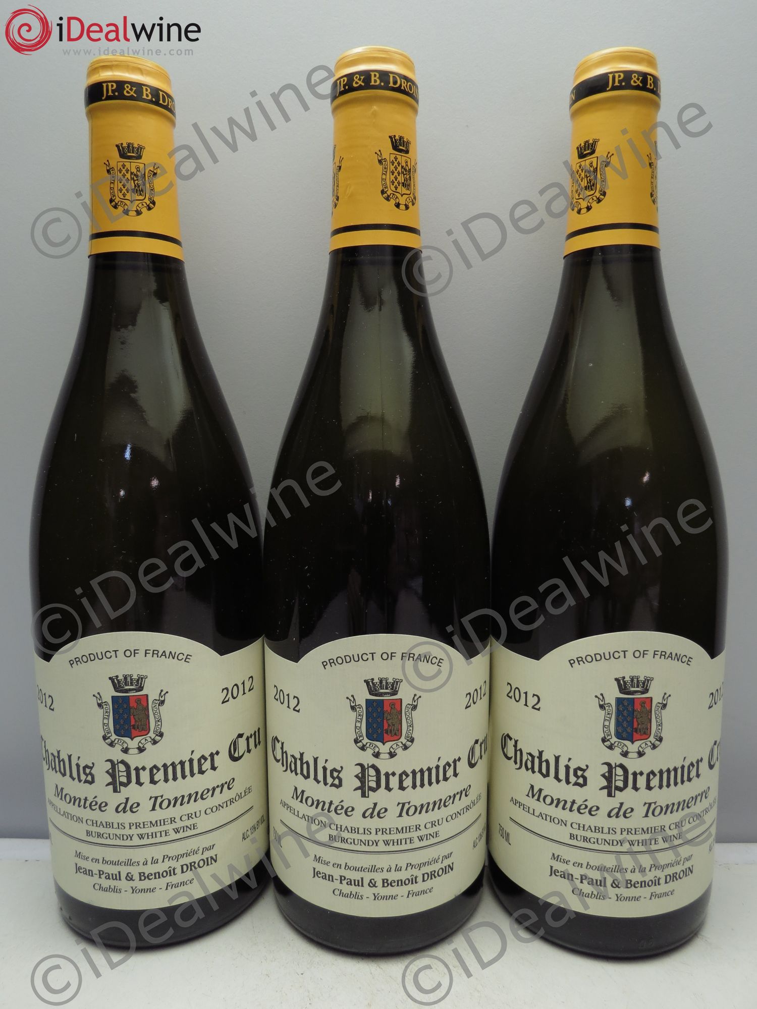 Chablis 1er Cru Montée de Tonnerre Jean-Paul & Benoît Droin (Domaine) 2012 - Lot de 3 bouteilles - 0