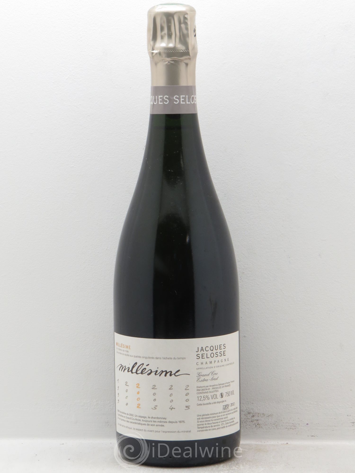 Champagne Selosse Millésimé Extra-Brut 2002 - Posten von 1 Flasche - 0