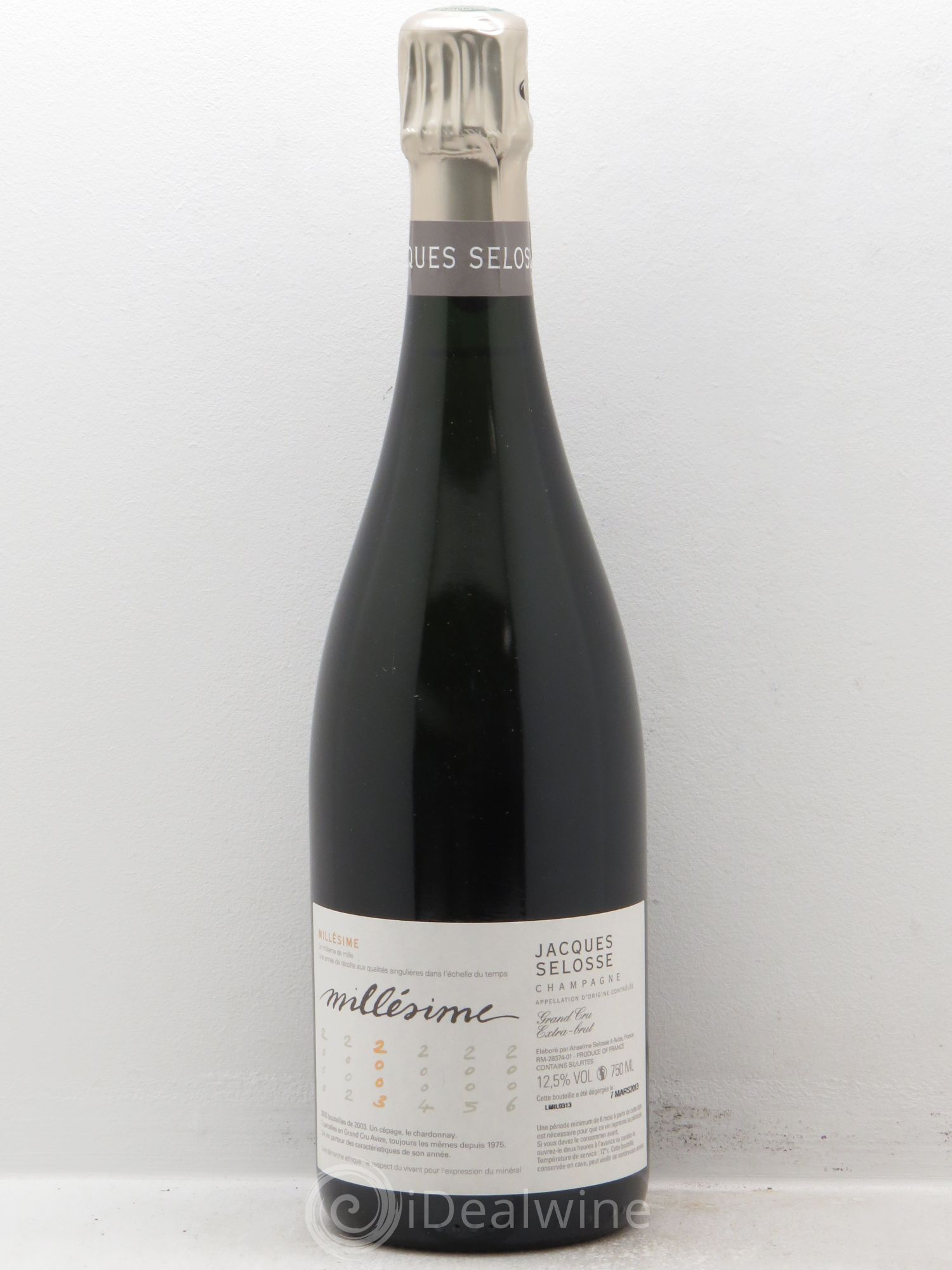 Champagne Selosse Millésimé Extra-Brut (sans prix de réserve) 2003 - Posten von 1 Flasche - 0