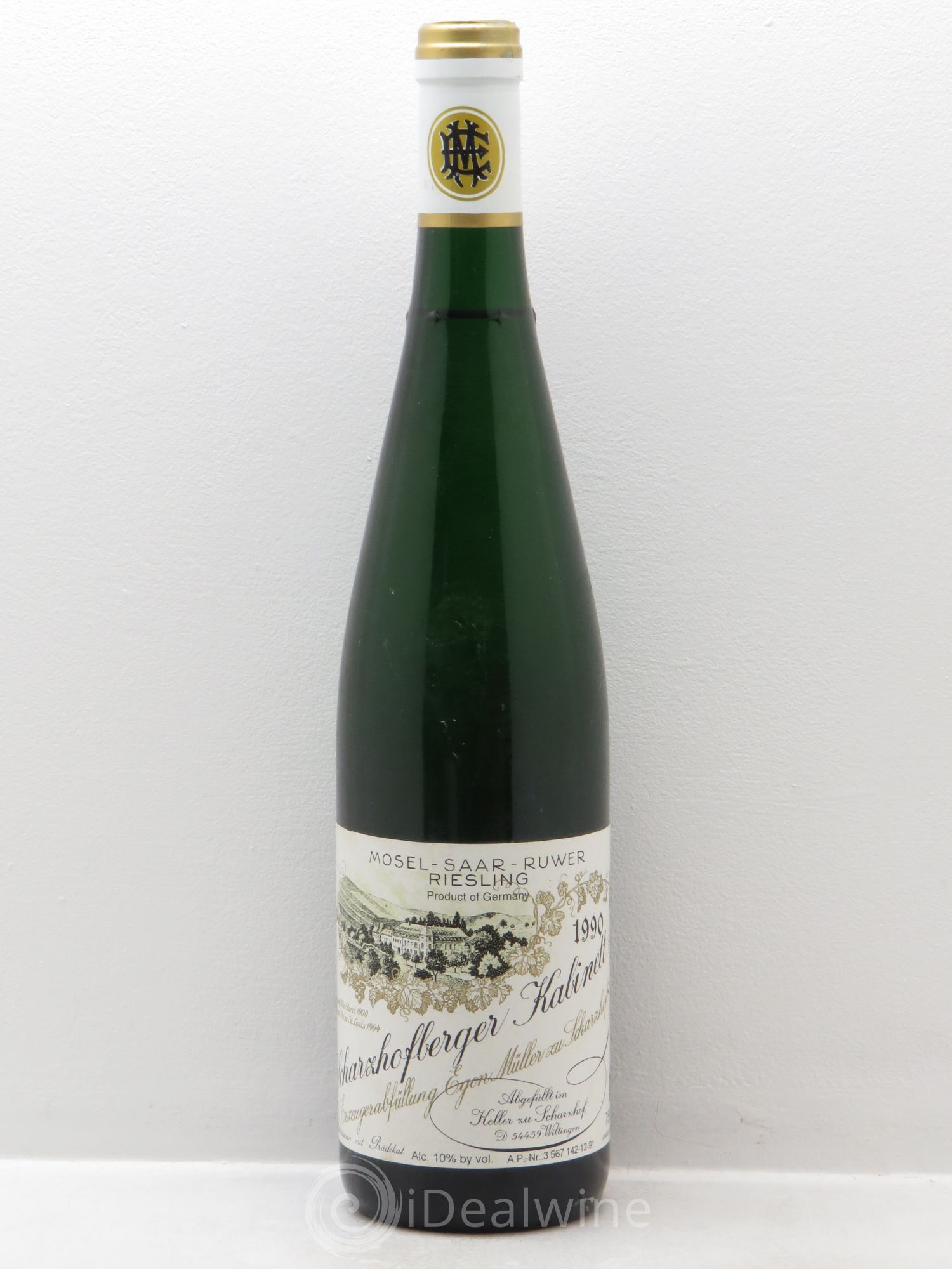 Riesling Riesling scharzhofberger kabinett Egon Muller 1990 - Posten von 1 Flasche - 0