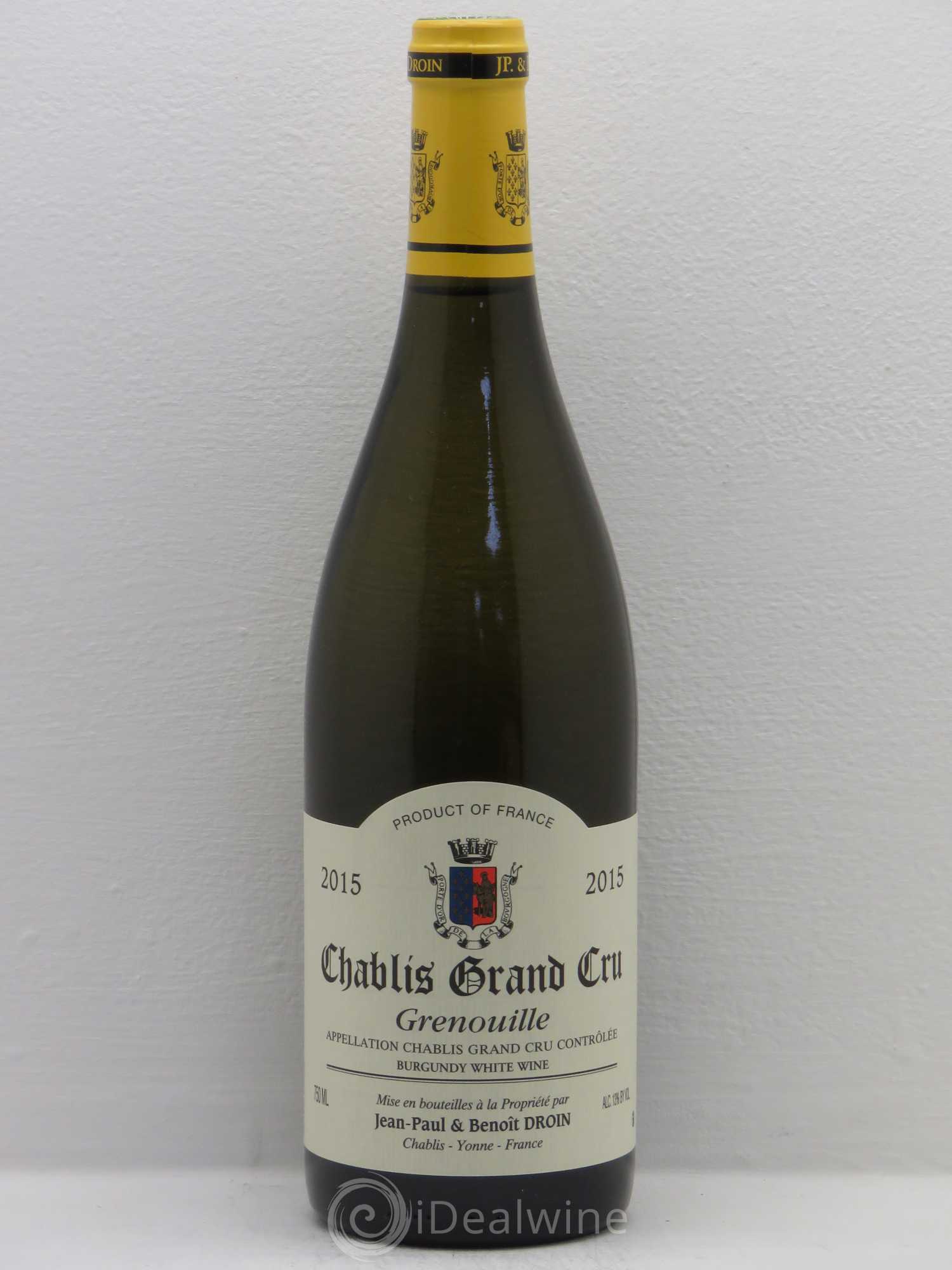 Chablis Grand Cru Grenouilles Jean-Paul & Benoît Droin (Domaine) 2015 - Lot de 1 bouteille - 0