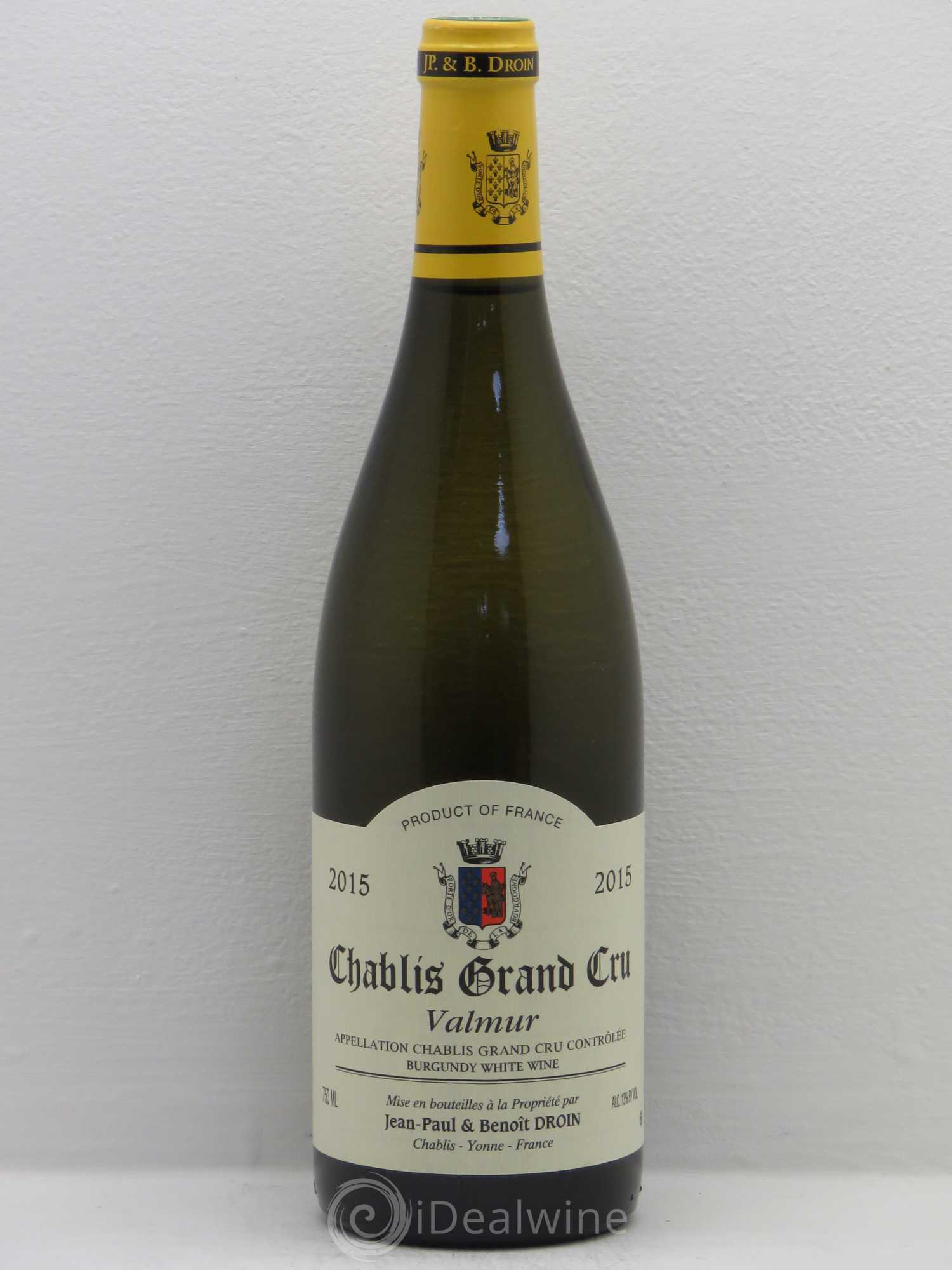 Chablis Grand Cru Valmur Jean-Paul & Benoît Droin (Domaine) 2015 - Lot de 1 bouteille - 0