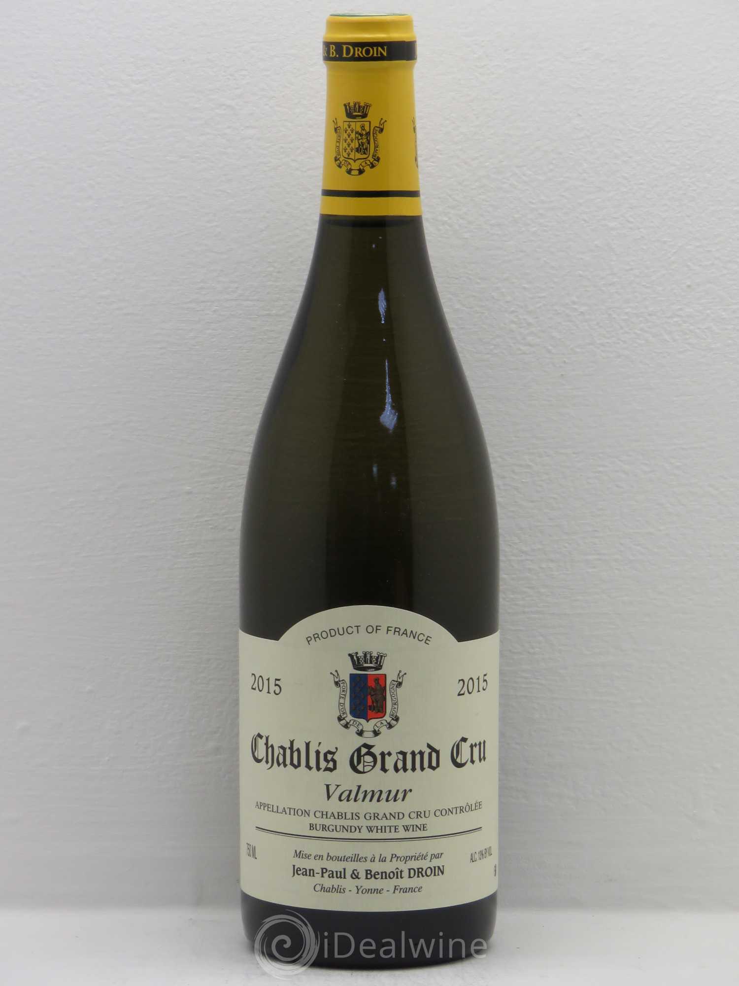 Chablis Grand Cru Valmur Jean-Paul & Benoît Droin (Domaine) 2015 - Lot de 1 bouteille - 0