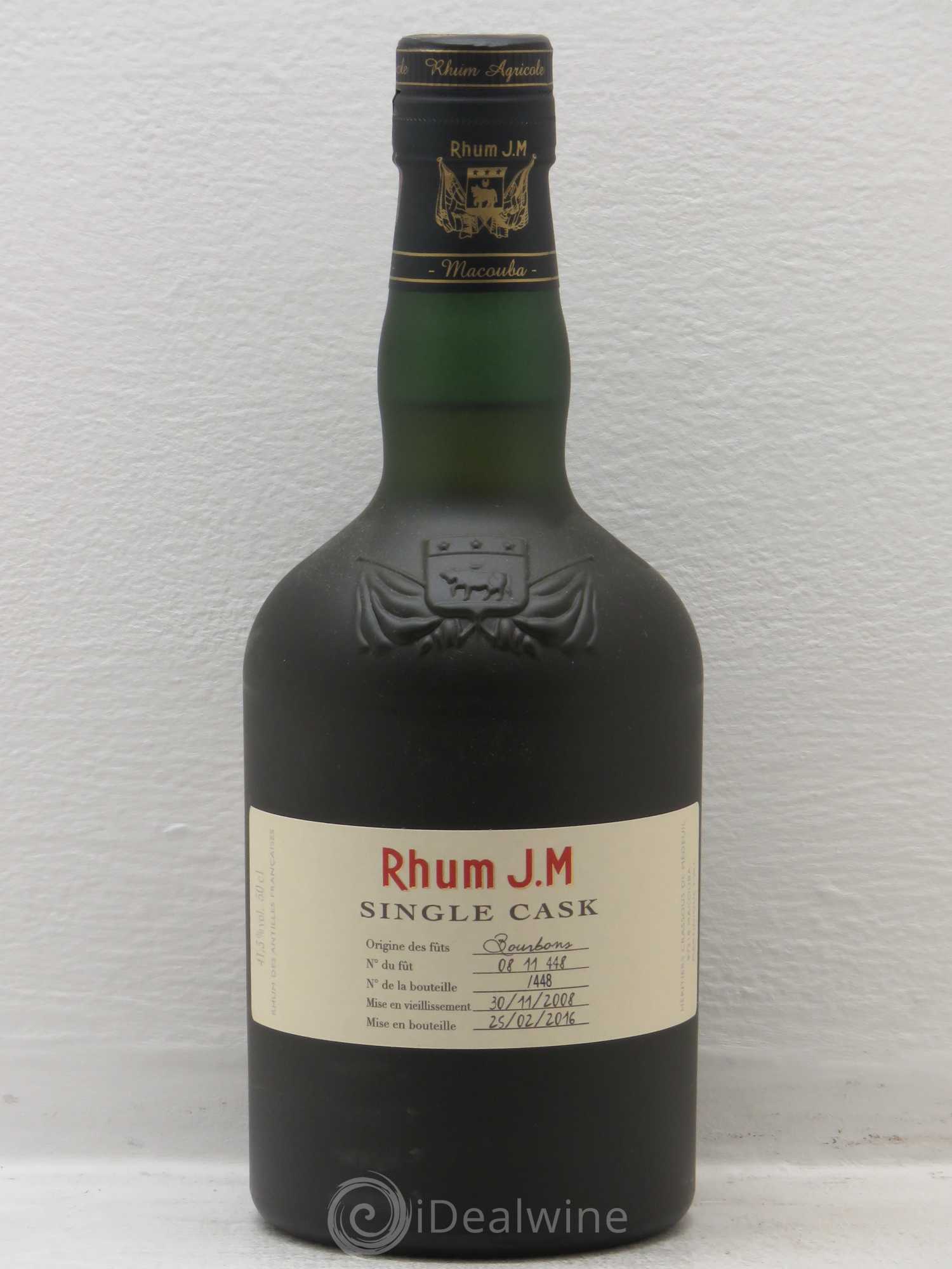 Rhum Martinique Rhum Ambré Distillerie JM Single Bourbon Cask Millésime 2008 - 50 cl 41,3° 2008 - Lotto di 1 bottiglia - 0