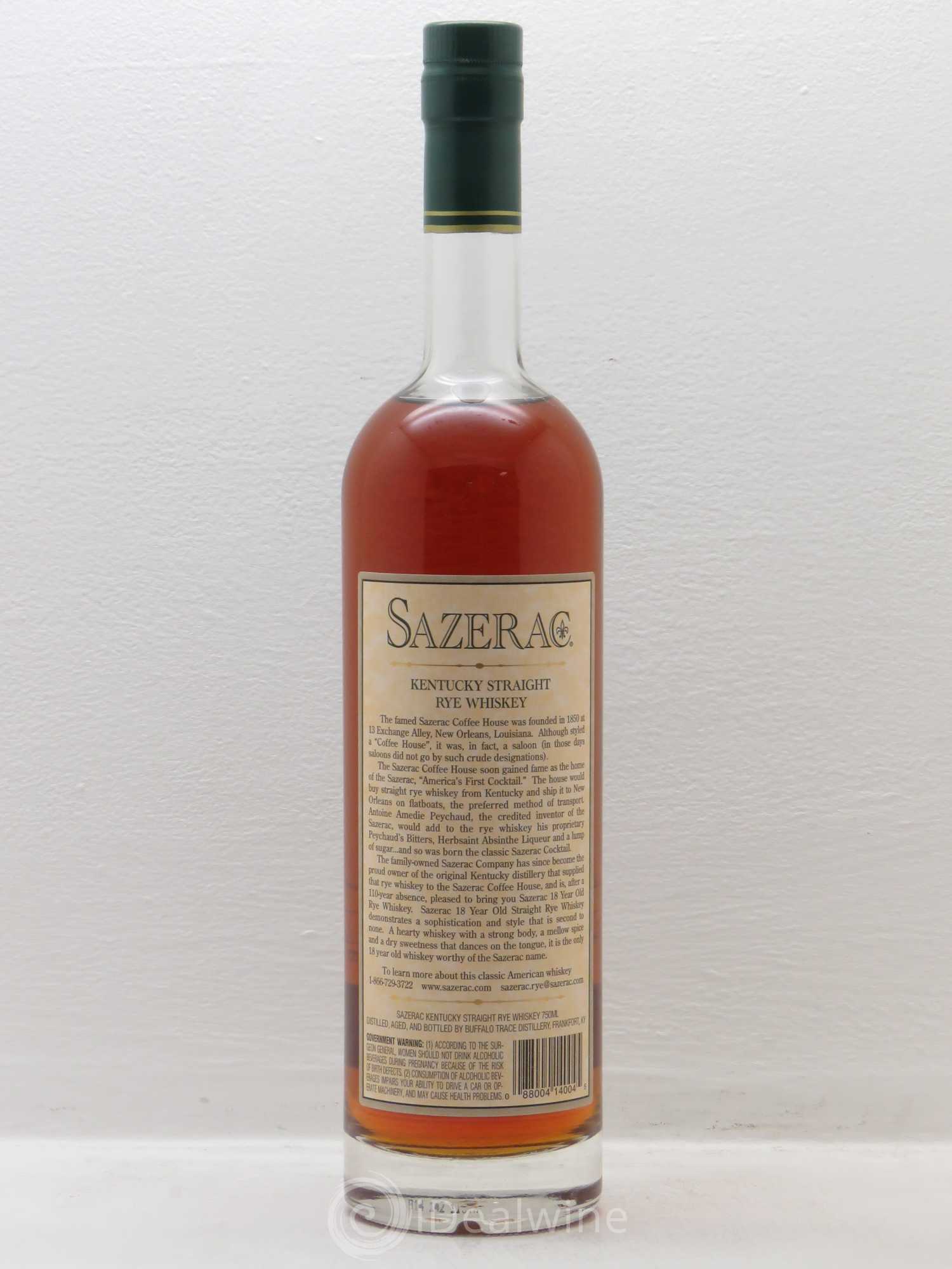 Whisky USA/Kentucky Rye Whiskey Sazerac 18 Year old 90 proof 45% 2014 - Posten von 1 Flasche - 1
