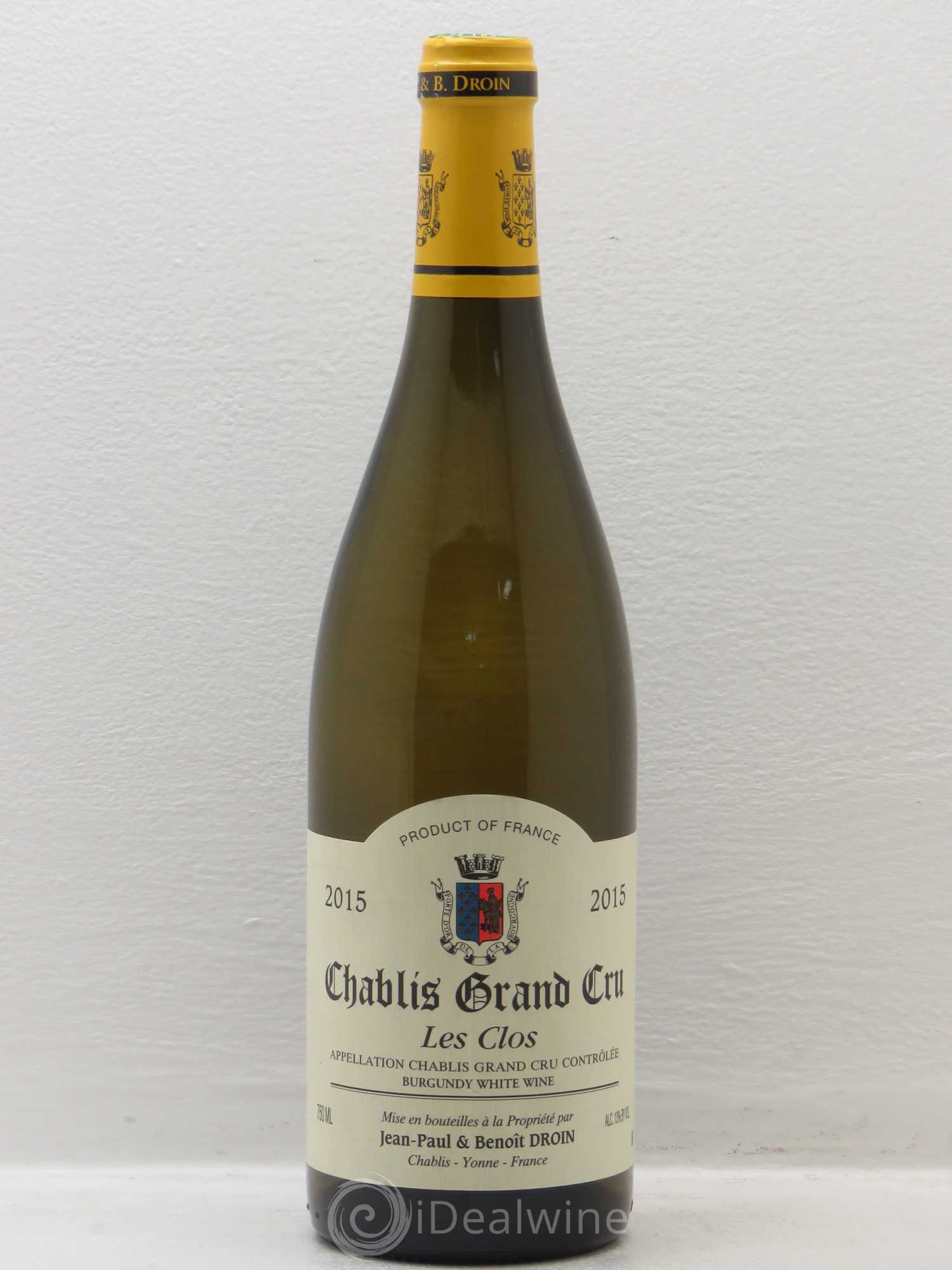 Chablis Grand Cru Les Clos Jean-Paul & Benoît Droin (Domaine) 2015 - Lot de 1 bouteille - 0