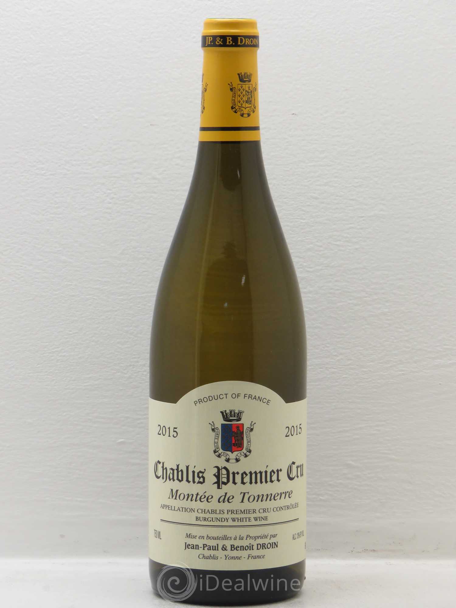 Chablis 1er Cru Montée de Tonnerre Jean-Paul & Benoît Droin (Domaine) 2015 - Lot de 1 bouteille - 0
