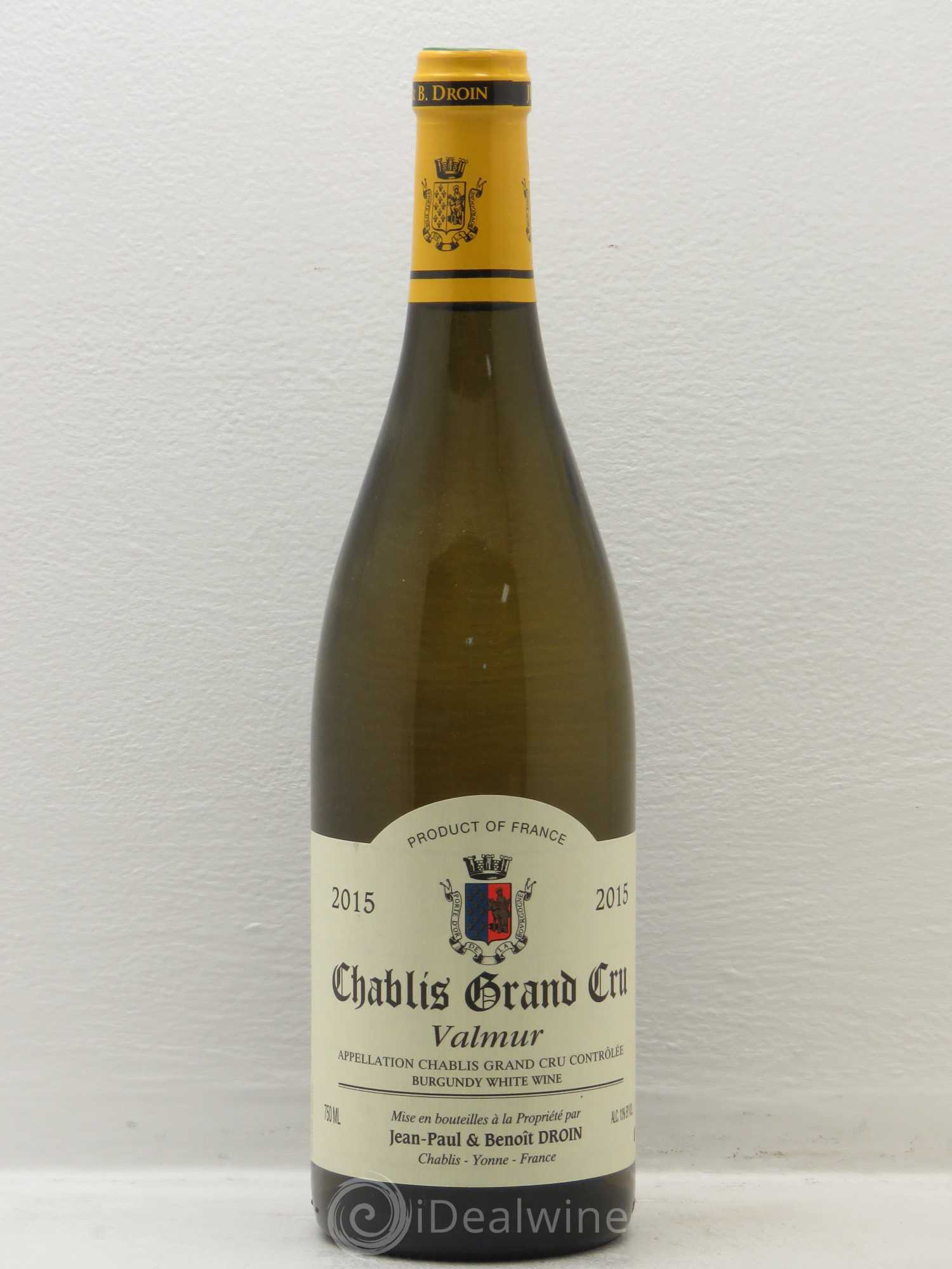 Chablis Grand Cru Valmur Jean-Paul & Benoît Droin (Domaine) 2015 - Lot de 1 bouteille - 0
