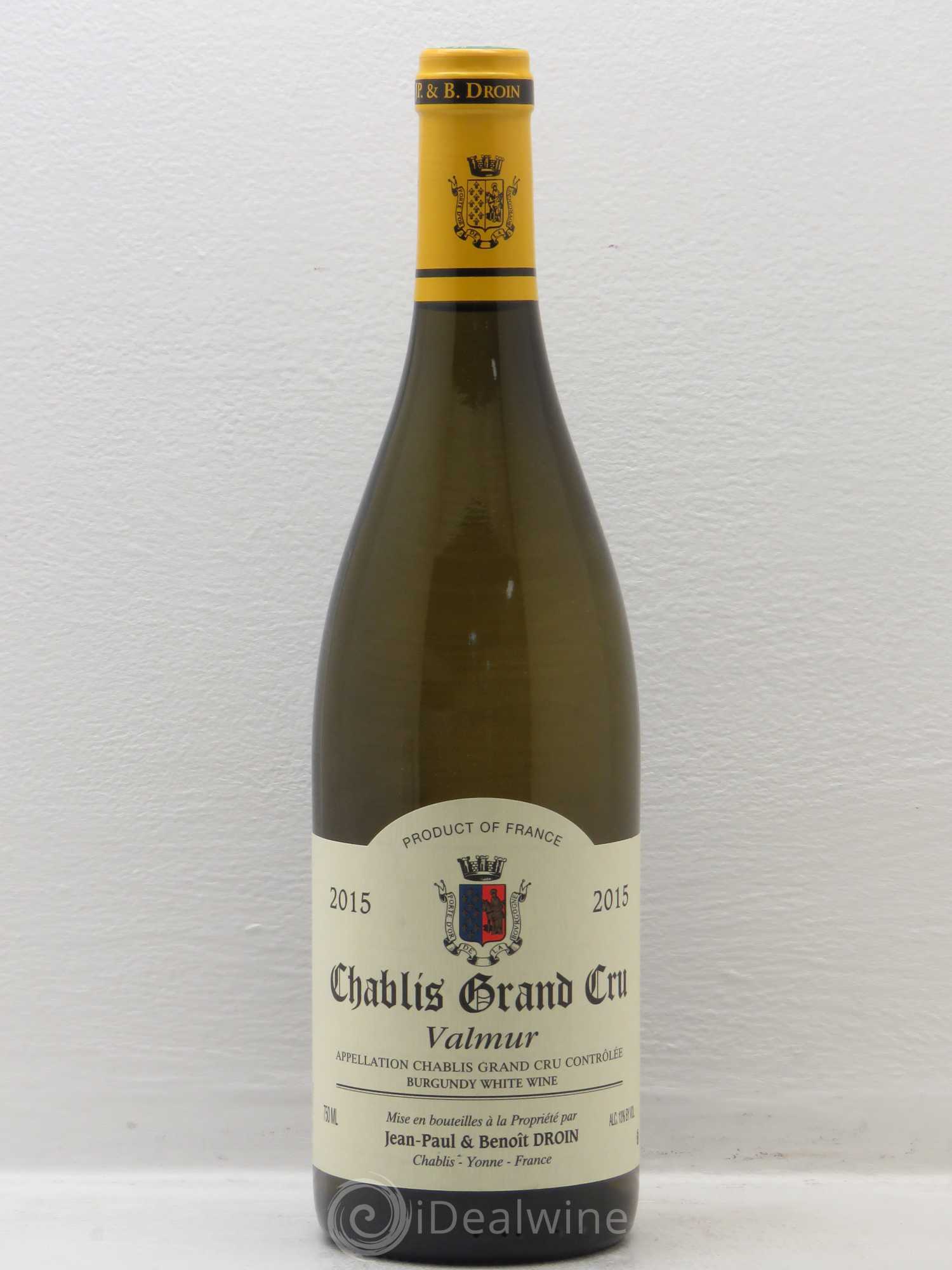 Chablis Grand Cru Valmur Jean-Paul & Benoît Droin (Domaine) 2015 - Lot de 1 bouteille - 0
