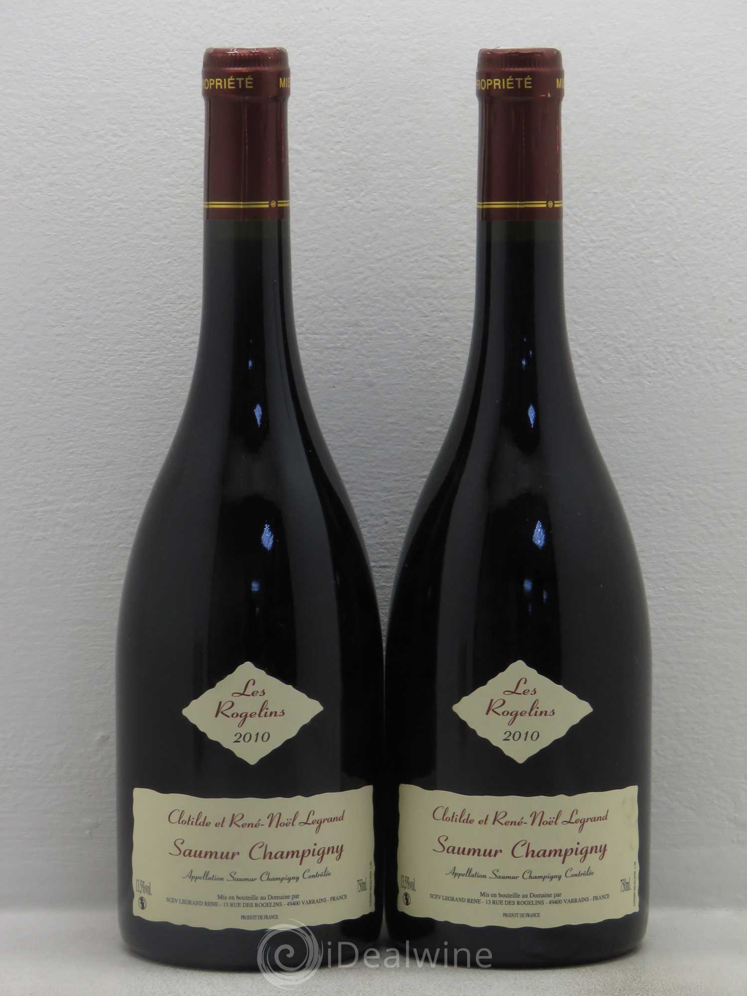 Saumur-Champigny Les Rogelins Clotilde Legrand (anciennement René-Noël Legrand) 2010 - Lot de 2 bouteilles - 0