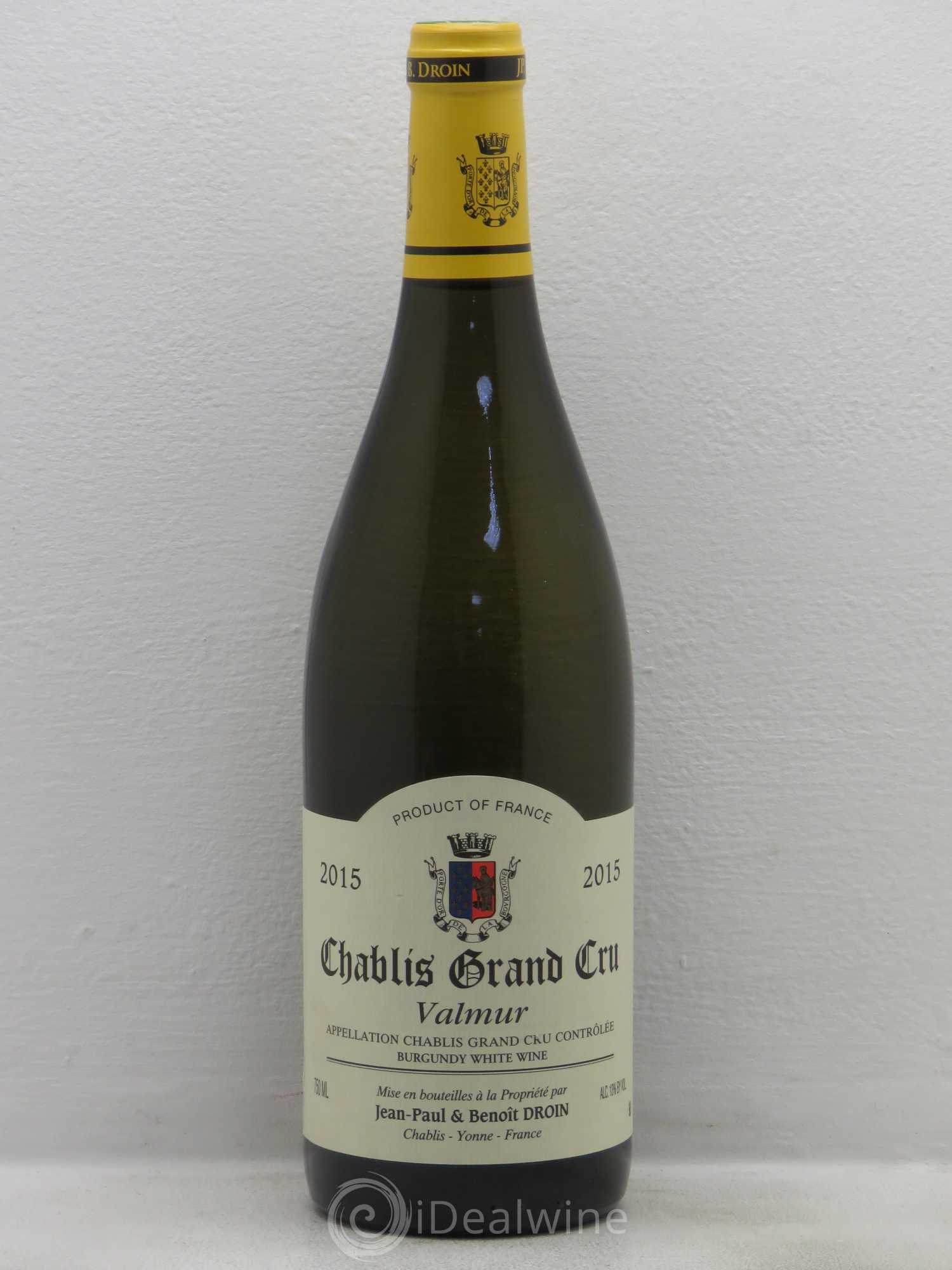 Chablis Grand Cru Valmur Jean-Paul & Benoît Droin (Domaine) 2015 - Lot de 1 bouteille - 0