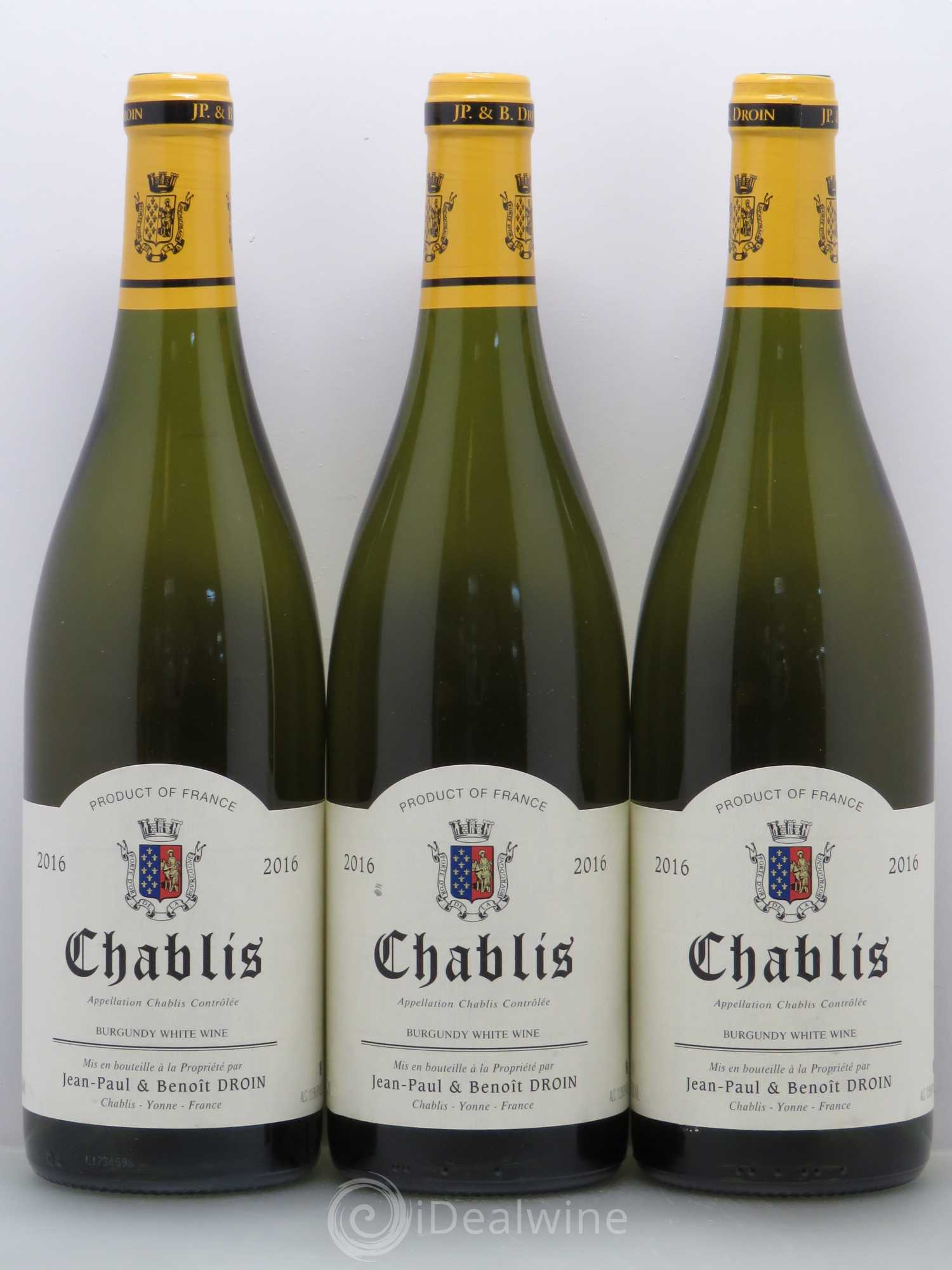 Chablis Jean-Paul & Benoît Droin (Domaine) 2016 - Lot de 3 bouteilles - 0