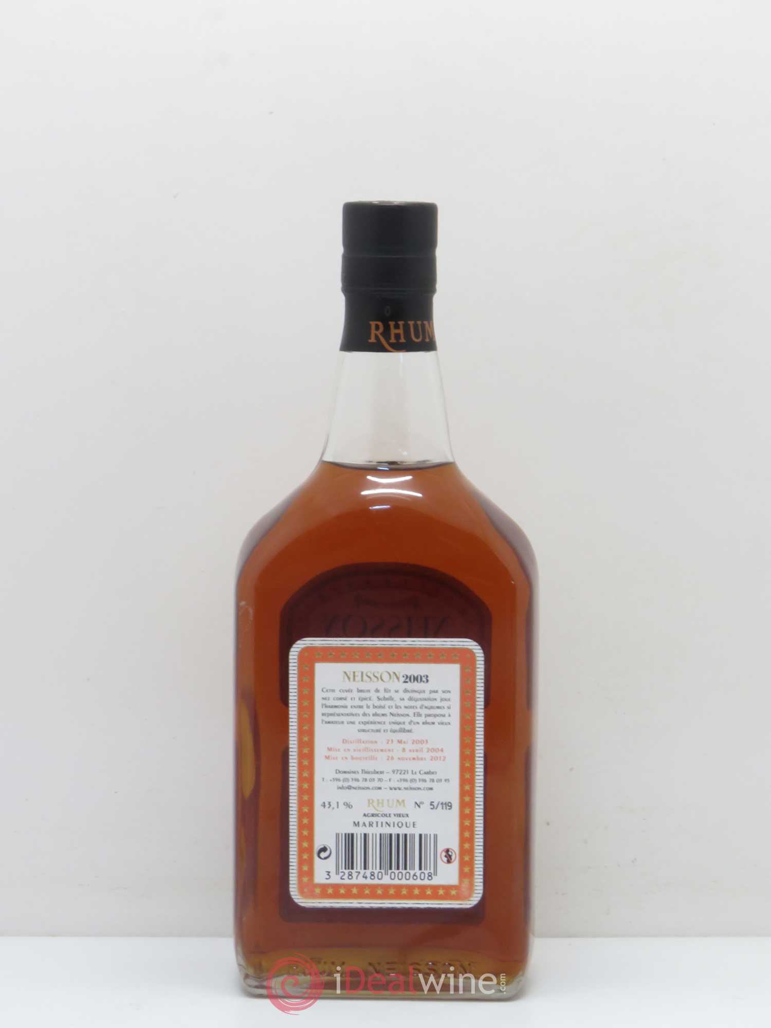 Rhum Martinique Neisson Millésimé fut unique distillé en 2003 embouteillé en 2012 43,1° 2003 - Lotto di 1 bottiglia - 1