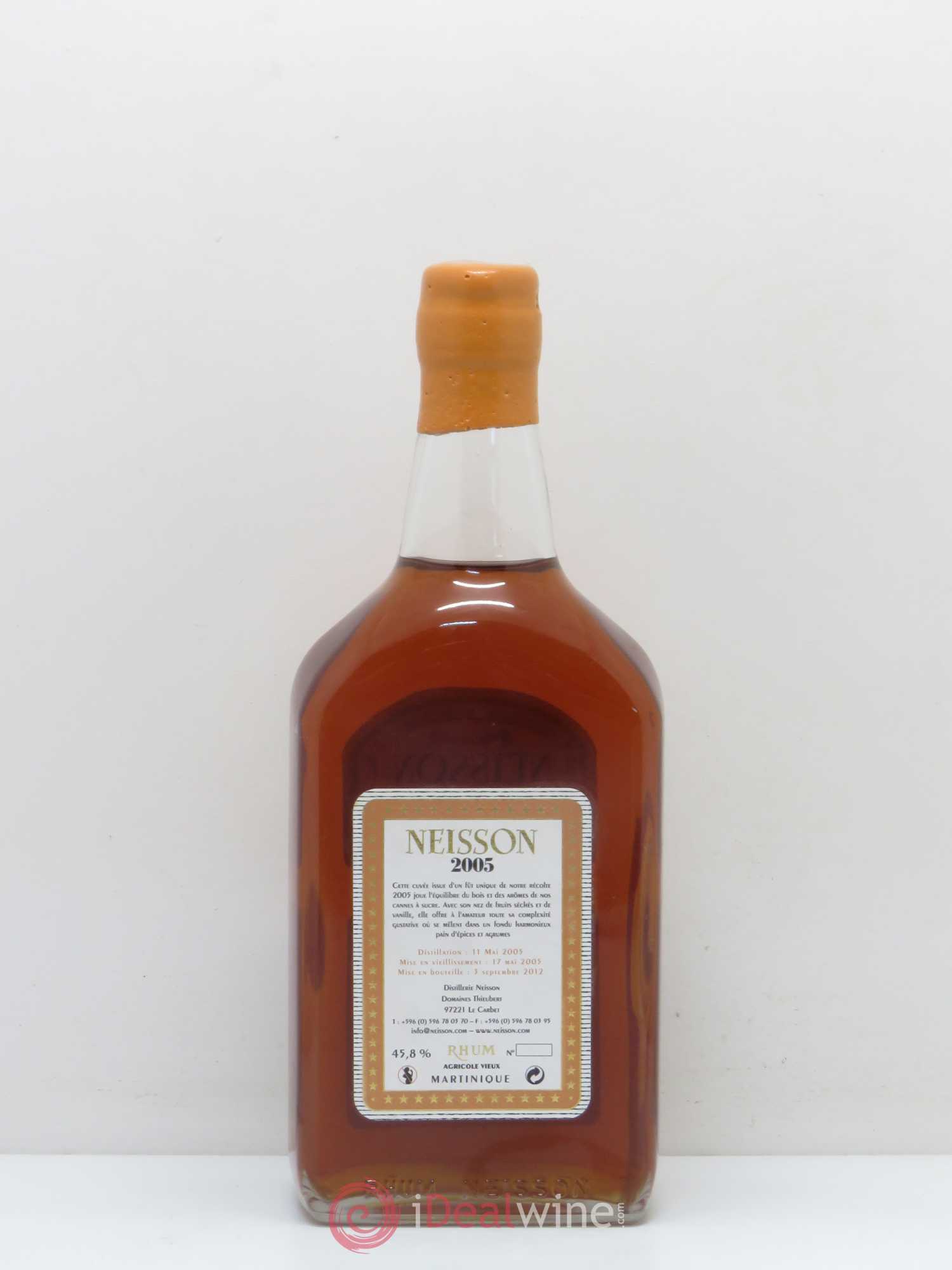 Rhum Martinique Neisson Millésimé brut de fût 45,8° distillé en 2005 embouteillé en 2012 2005 - Lot de 1 bouteille - 1