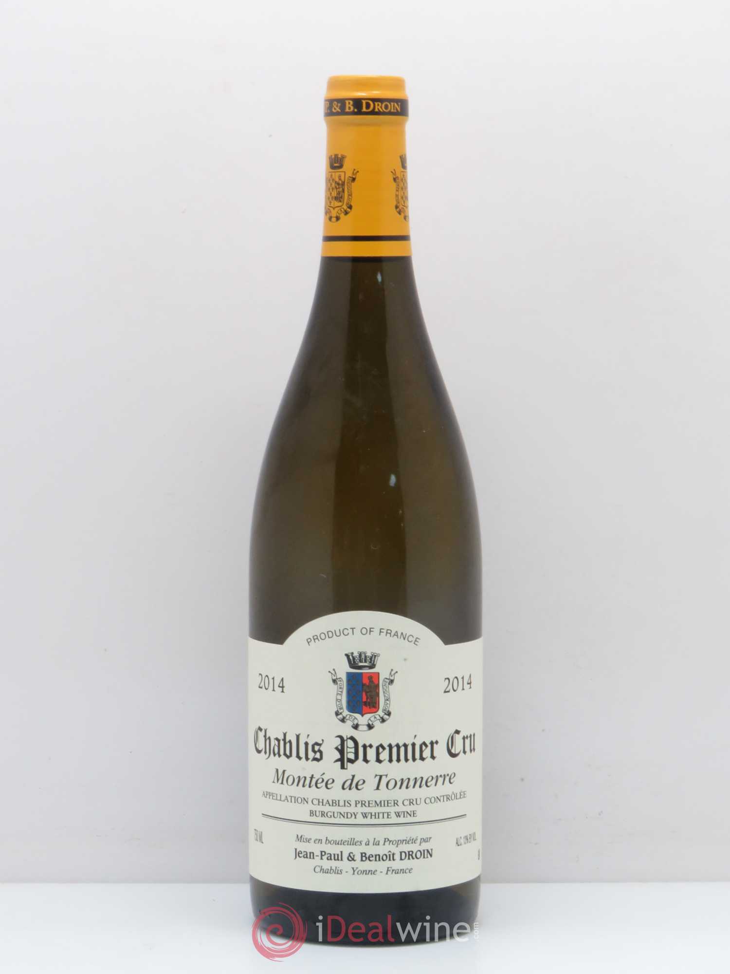 Chablis 1er Cru Montée de Tonnerre Jean-Paul & Benoît Droin (Domaine) 2014 - Lot de 1 bouteille - 0