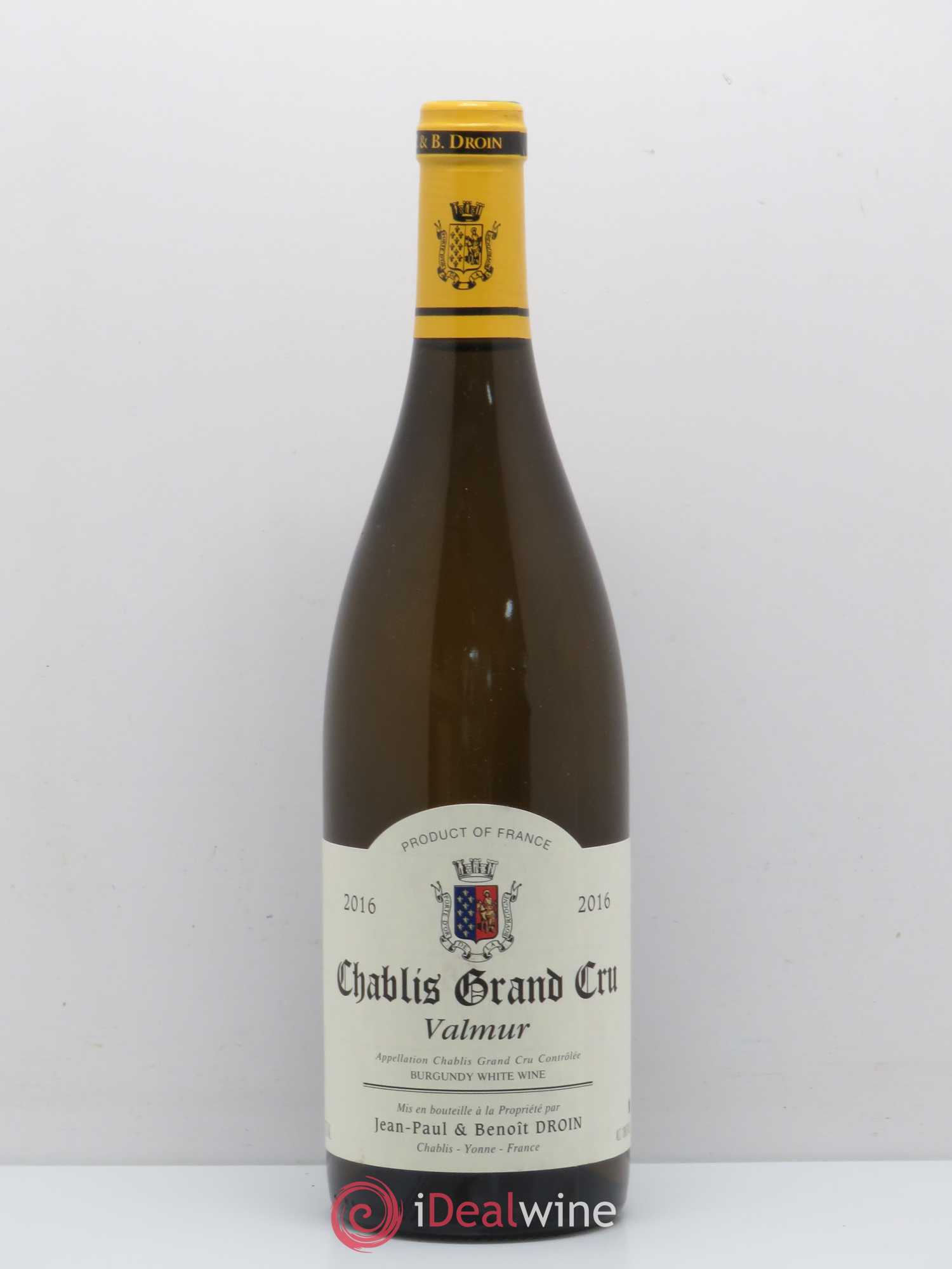 Chablis Grand Cru Valmur Jean-Paul & Benoît Droin (Domaine) 2016 - Lot de 1 bouteille - 0