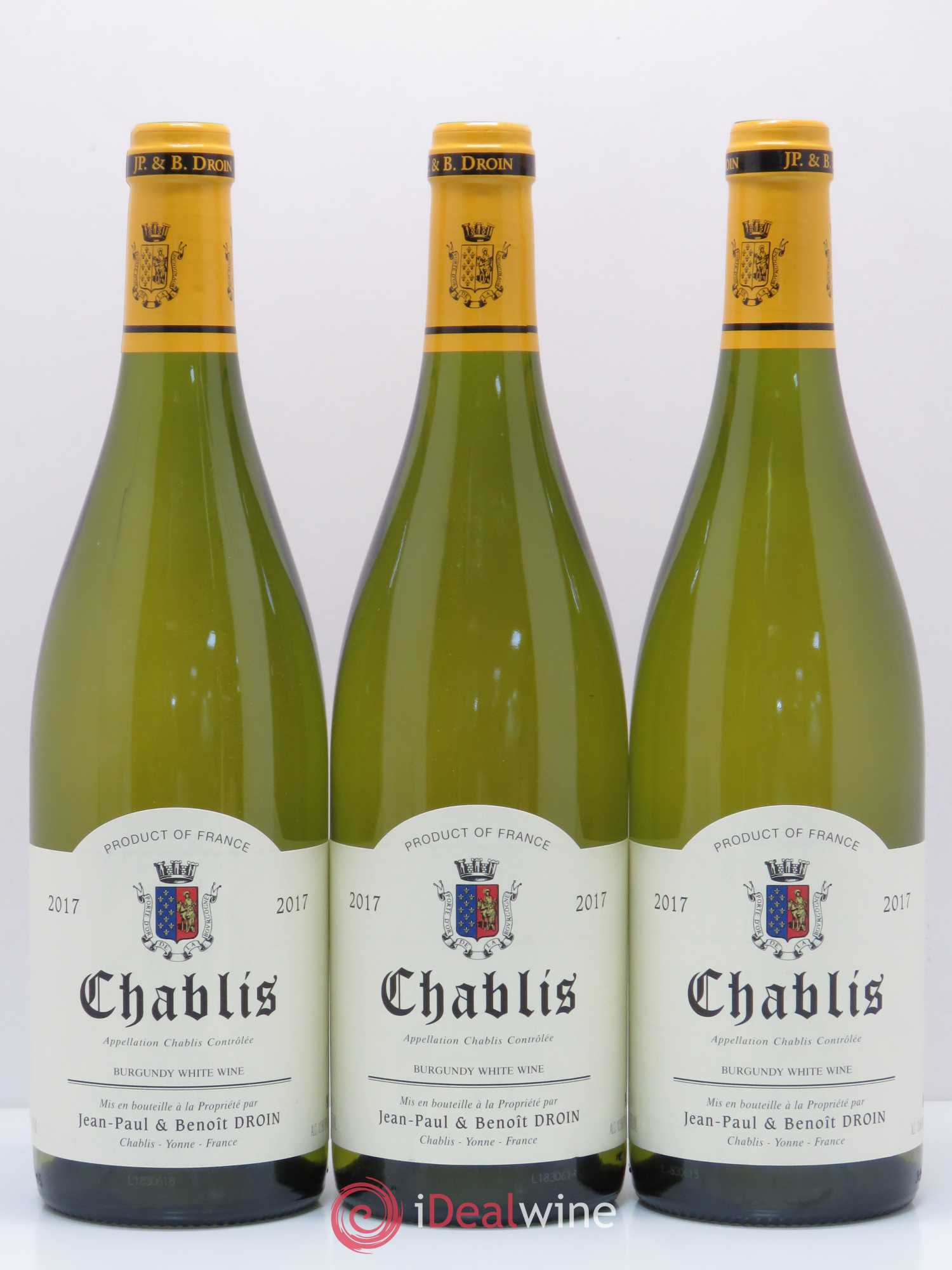 Chablis Jean-Paul & Benoît Droin (Domaine) 2017 - Lot de 3 bouteilles - 0