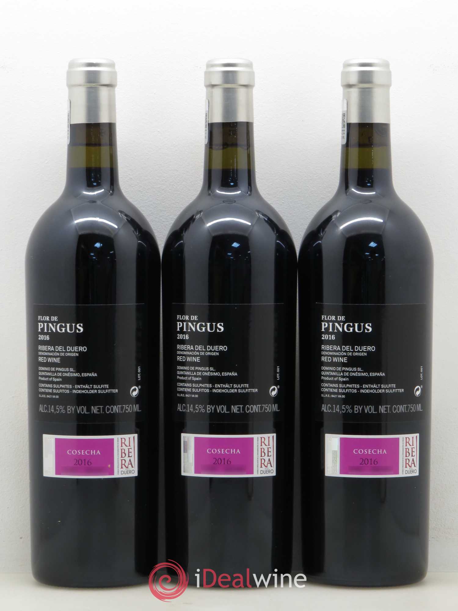 Ribera Del Duero Flor de Pingus Dominio de Pingus - Peter Sisseck 2016 - Lot de 3 bouteilles - 1