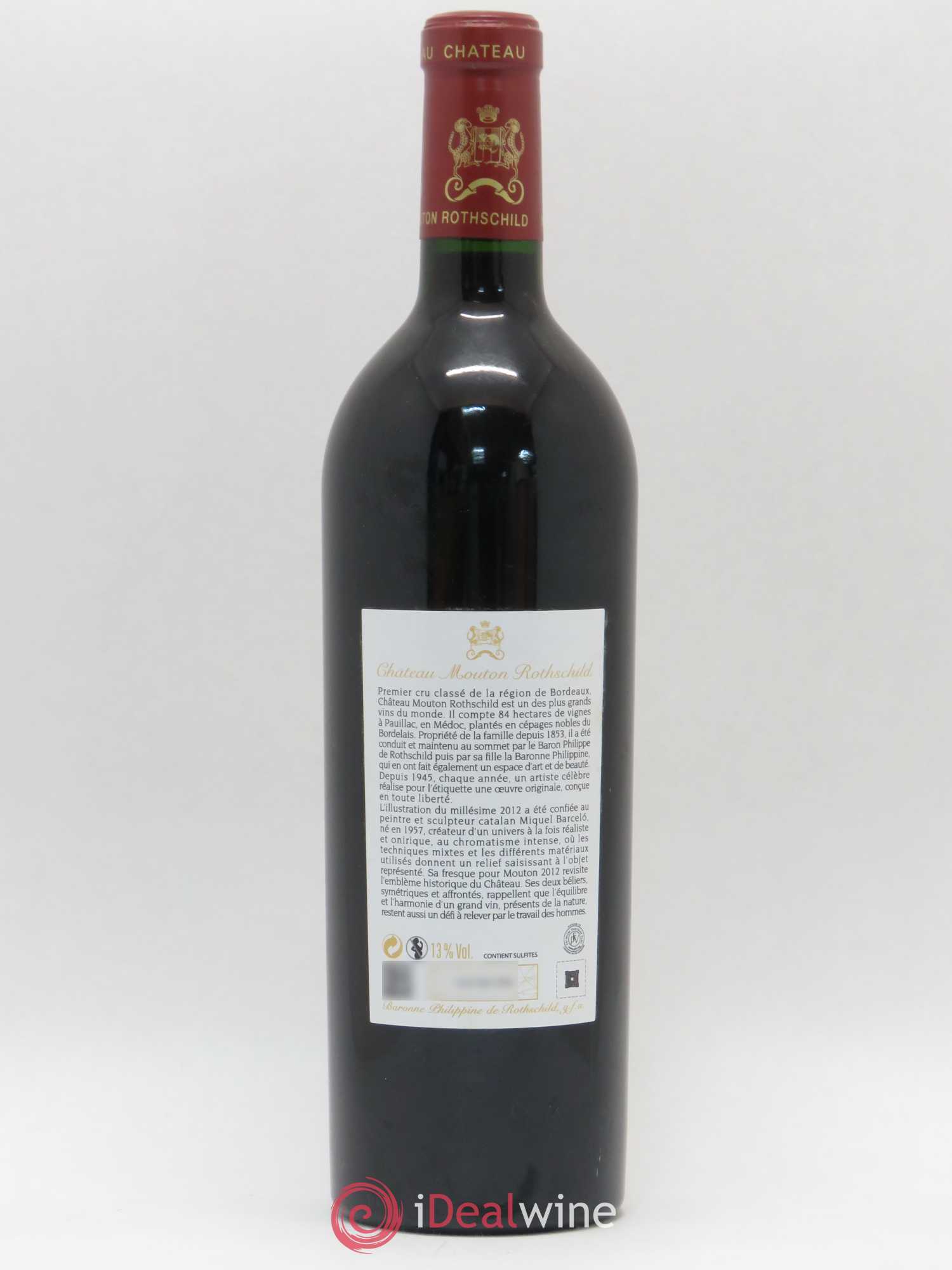 Château Mouton Rothschild 1er Grand Cru Classé 2012 - Lot de 1 bouteille - 1