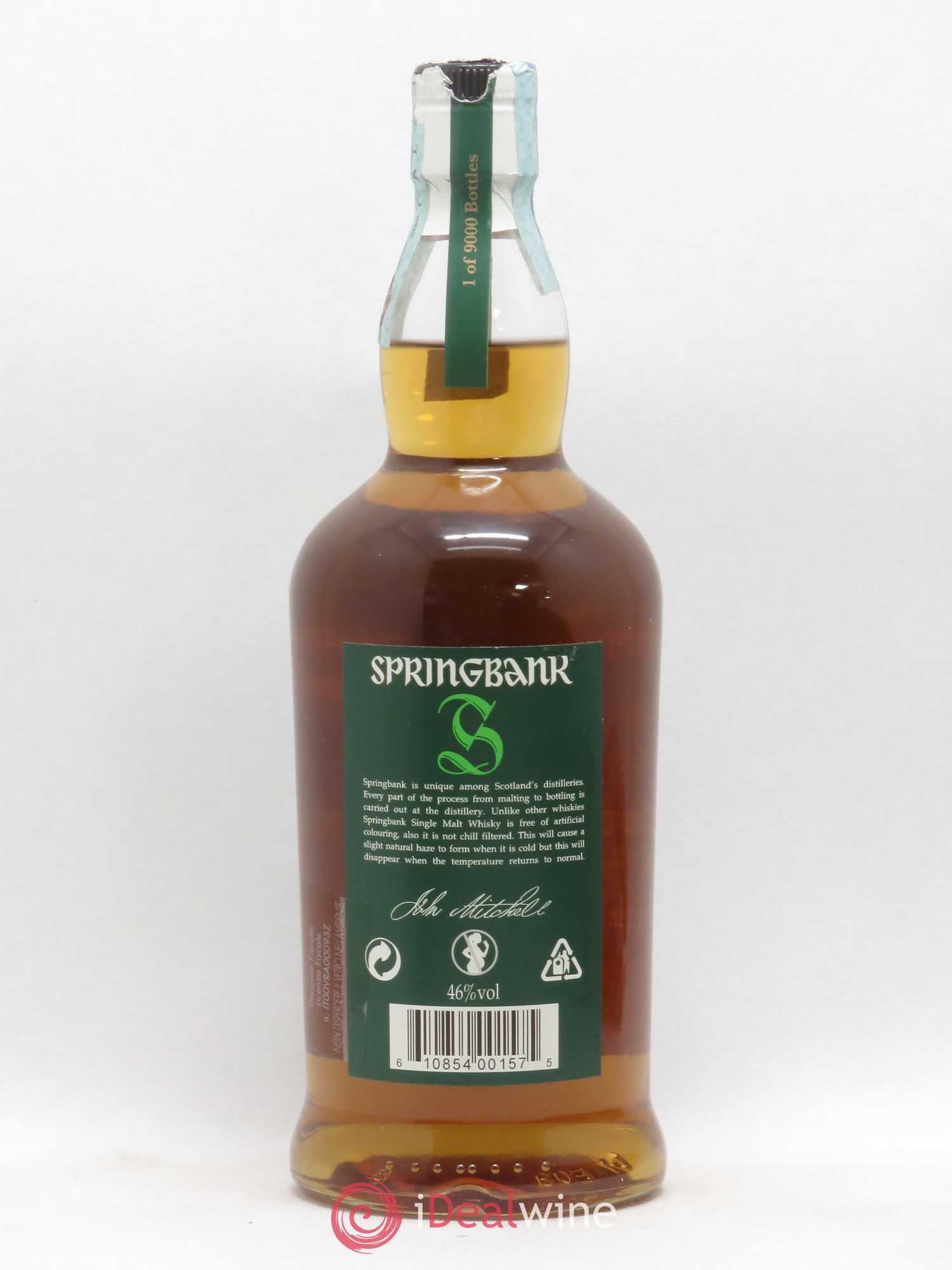 Whisky Single Malt Scotch Whisky Springbank Green 13 Year Old - Lot of 1 bottle - 1