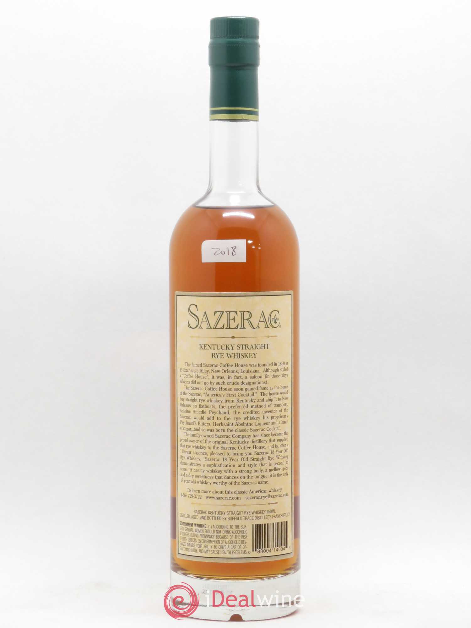 Whisky Kentucky Rye Whiskey USA Sazerac 18 Year Old Spring Release 90 Proof 2018 - Posten von 1 Flasche - 1