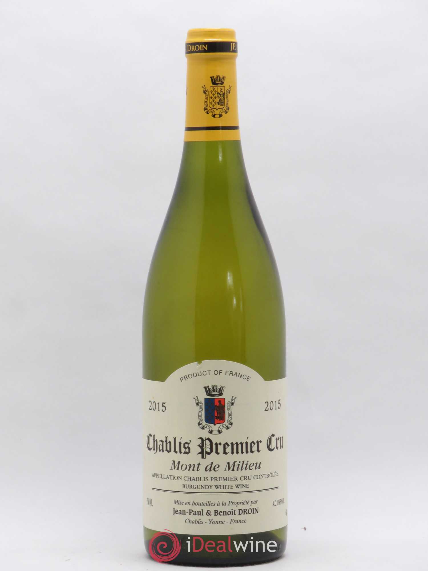 Chablis 1er Cru Mont de Milieu Jean-Paul & Benoît Droin (Domaine) 2015 - Lot de 1 bouteille - 0