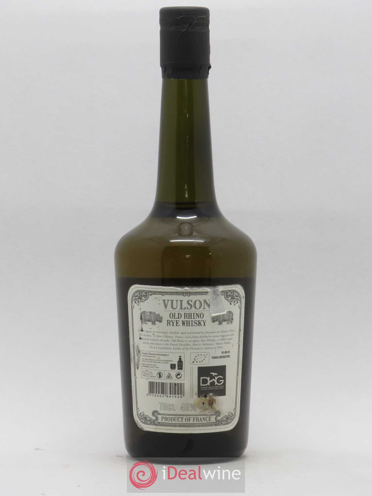 Whisky Les Alpes France Domaine des Hautes Glaces Vulson Old Rhino Rye Whiskey  - Lot de 1 bouteille - 1