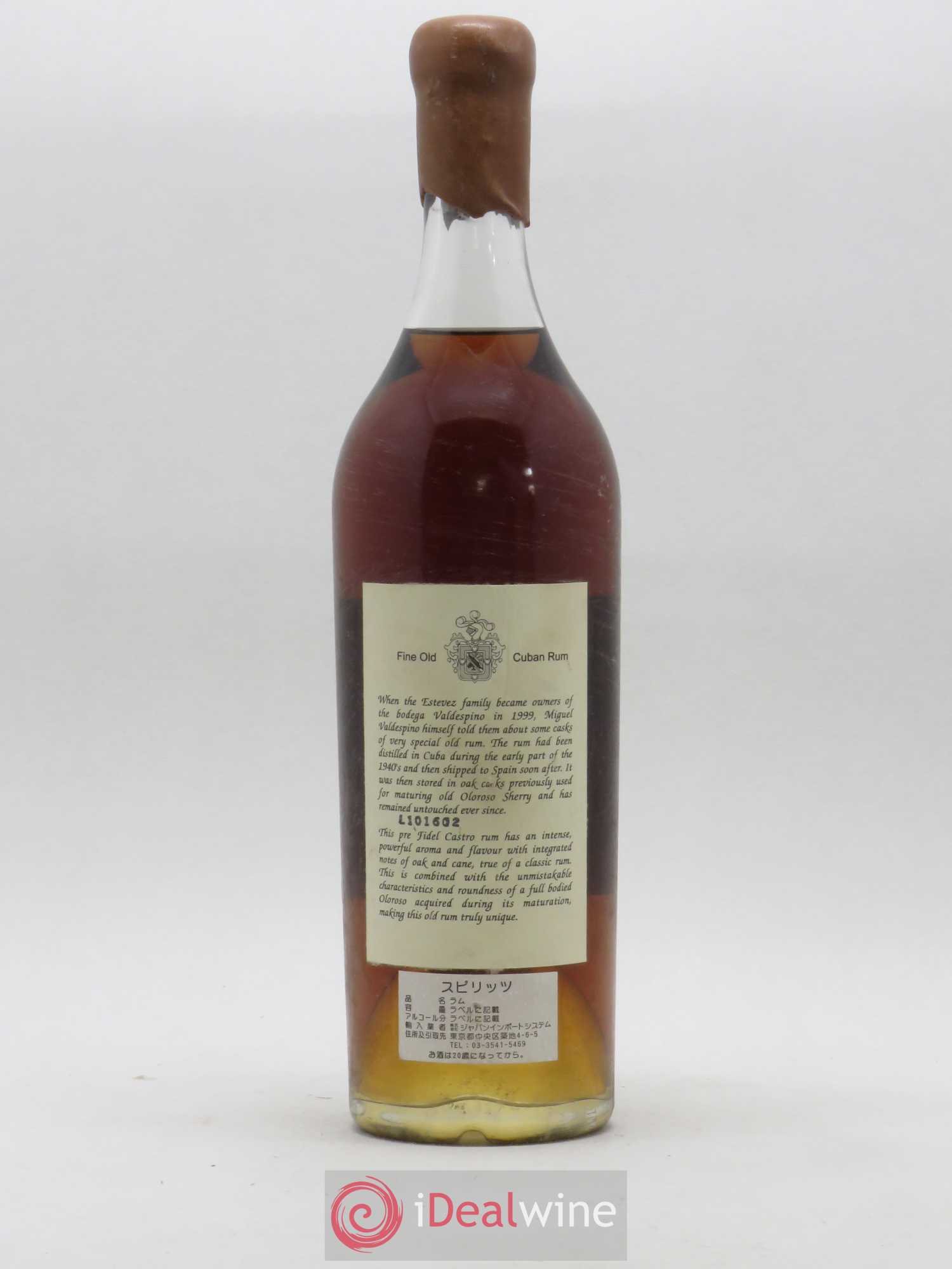 Rhum Cuba Legend of cuban rum pré-1962 Valdespino Jerez - Lot de 1 bouteille - 1