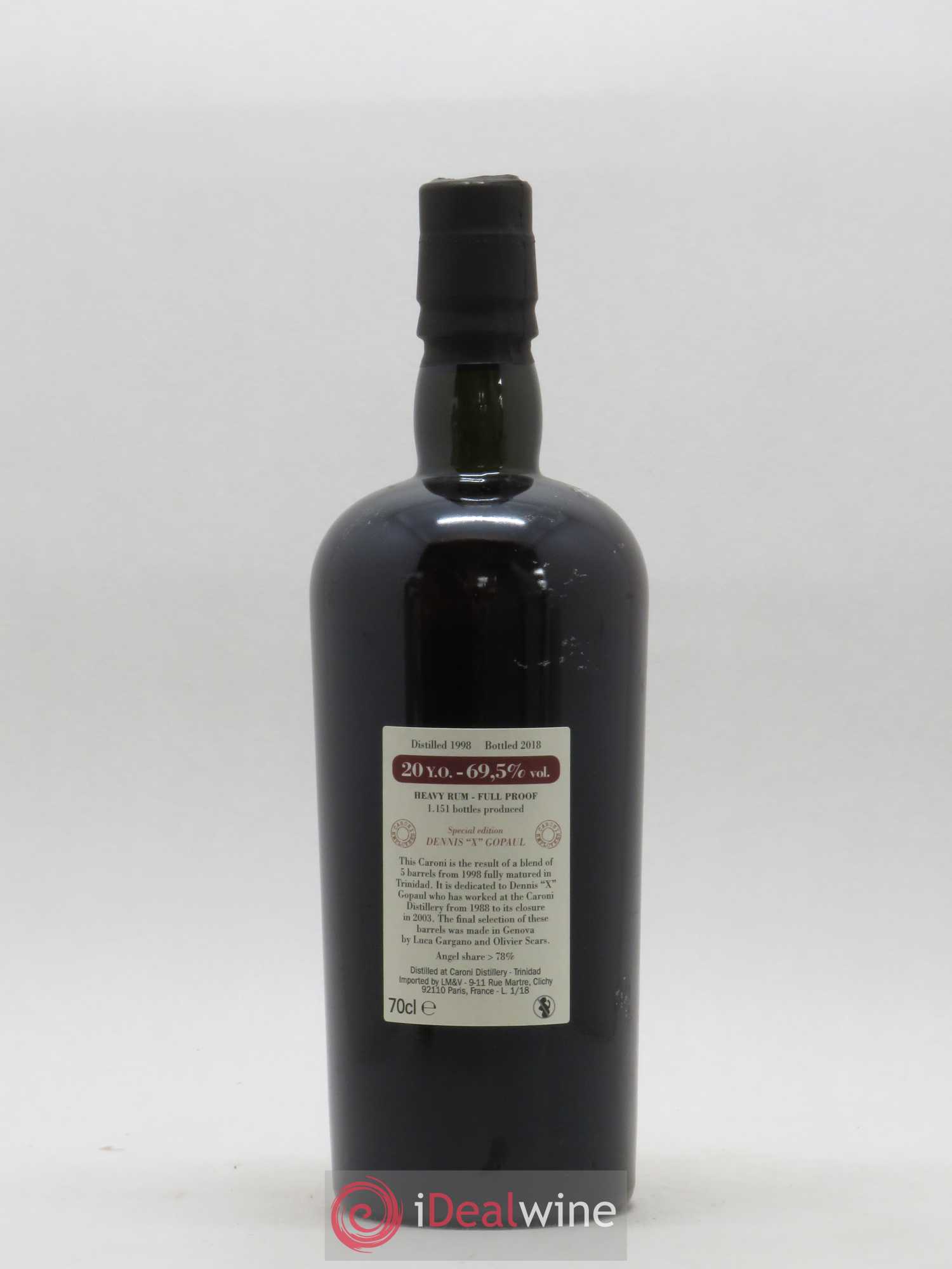 Rhum Trinidad and Tobaggo Heavy Rum Full Proof Caroni Trinidad 20 Ans mise 2018 Serie Caroni Employes Dennis X Gopaul 1998 - Posten von 1 Flasche - 2