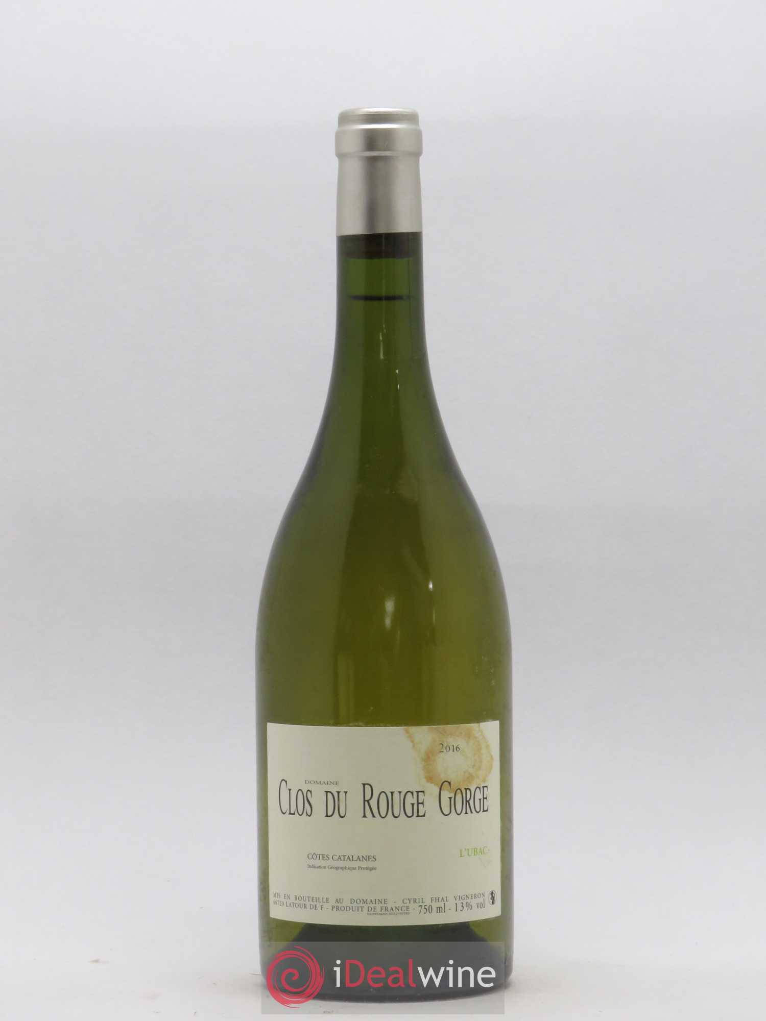 Côtes Catalanes Clos du Rouge Gorge L'Ubac Cyril Fhal 2016 - Lot de 1 bouteille - 0