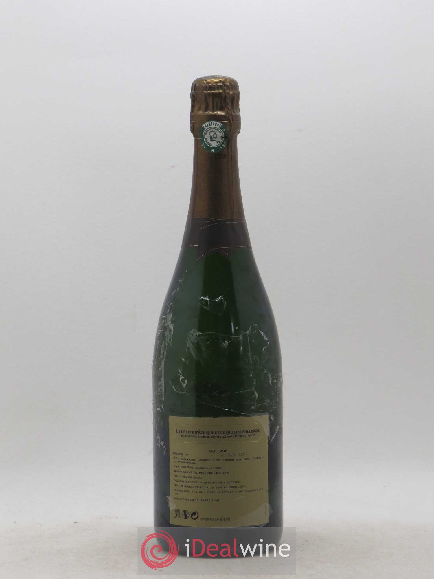 R.D. Extra-Brut Bollinger Extra Brut 1996 - Lot de 1 bouteille - 1