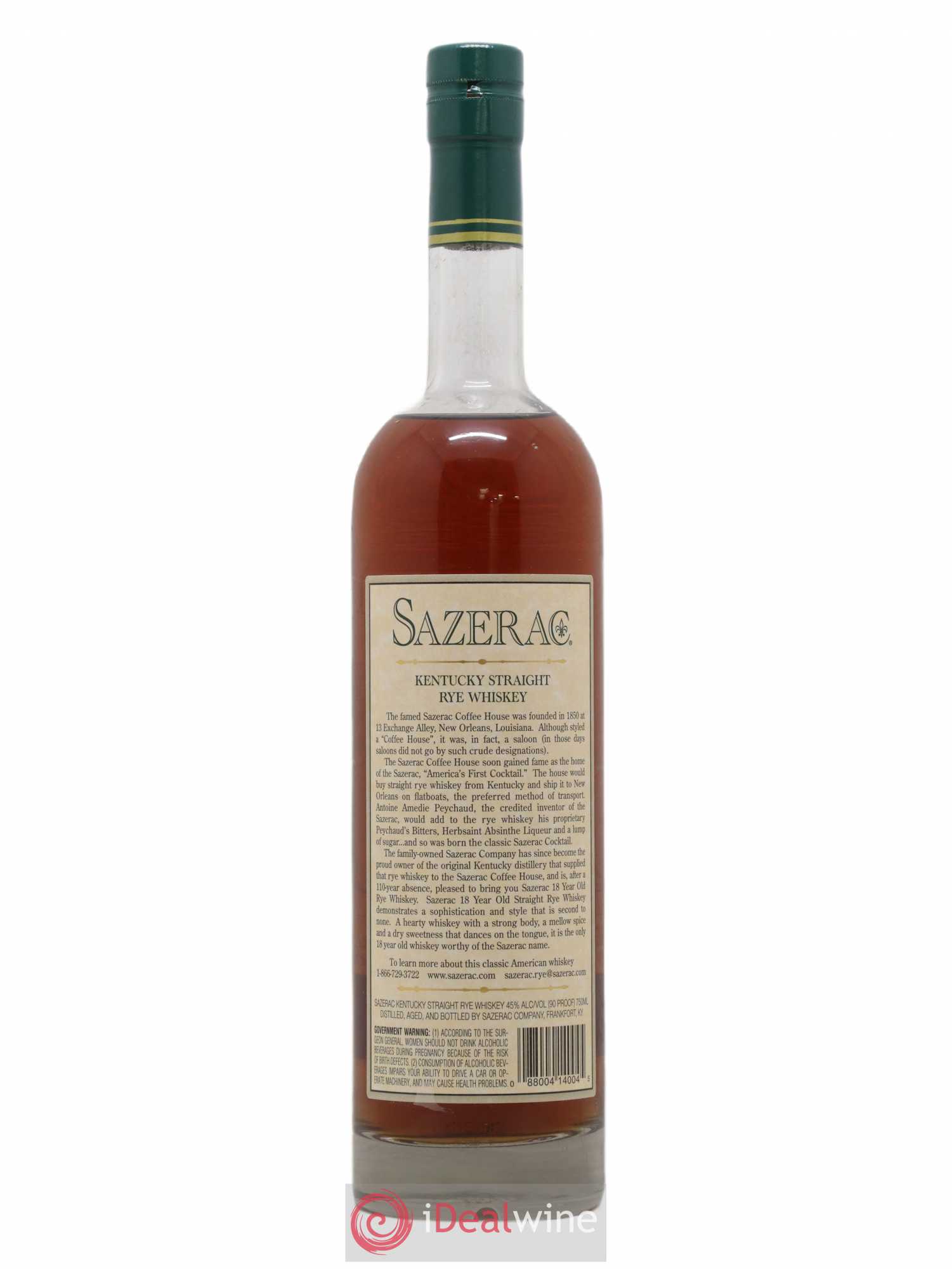 Whisky Sazerac 18 Year Old 90 Proof 45° Fall 2009 2009 - Posten von 1 Flasche - 1