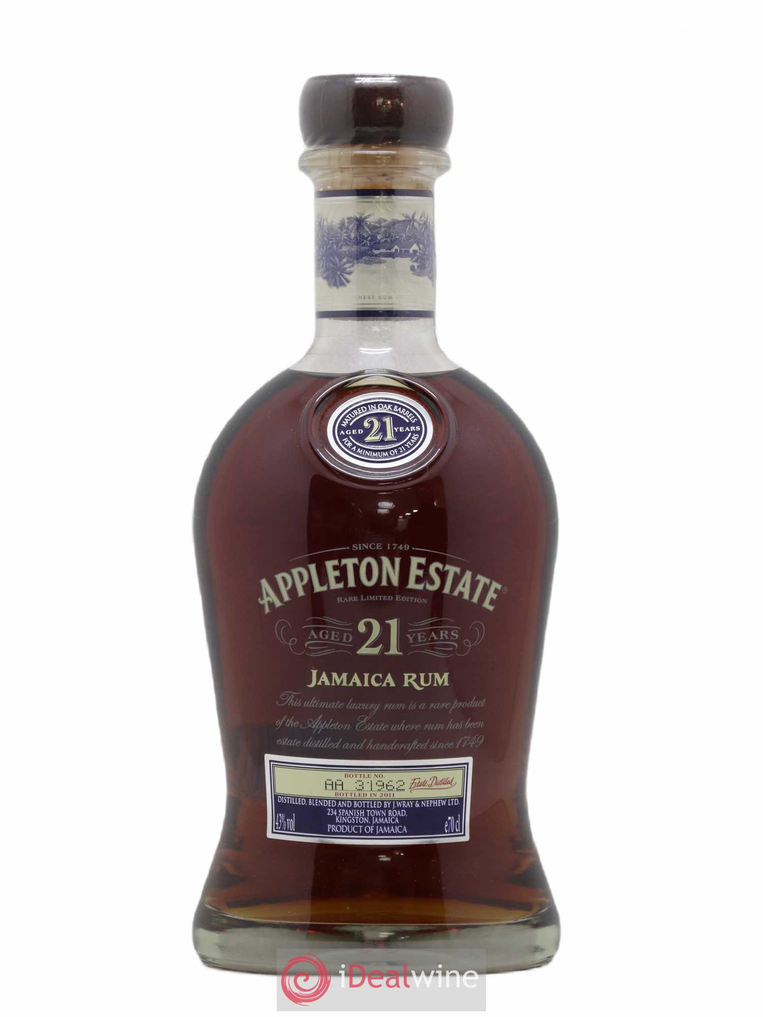 Rhum Appleton Estate 21 ans 1990-2011 43° Bourbon Cask Rare Limited Edition 1990 - Lotto di 1 bottiglia - 0