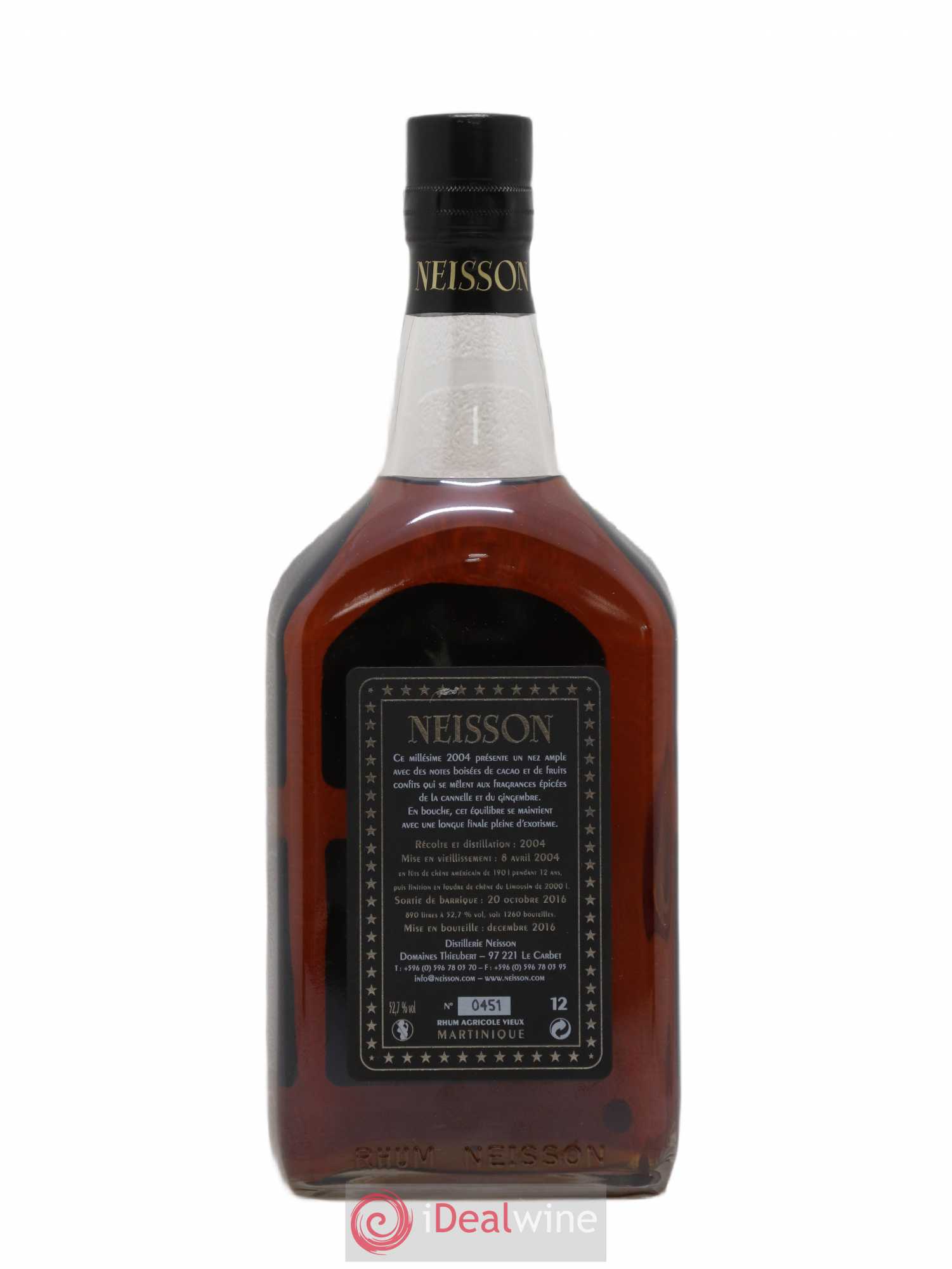 Rhum Neisson 12 ans 2004-2016 51.2° 2004 - Lotto di 1 bottiglia - 1