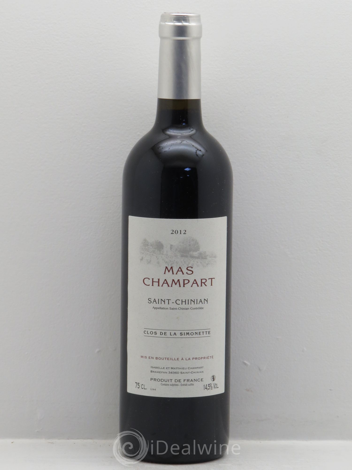Saint-Chinian Mas Champart Clos de La Simonette Isabelle et Mathieu Champart 2012 - Lot de 1 bouteille - 0