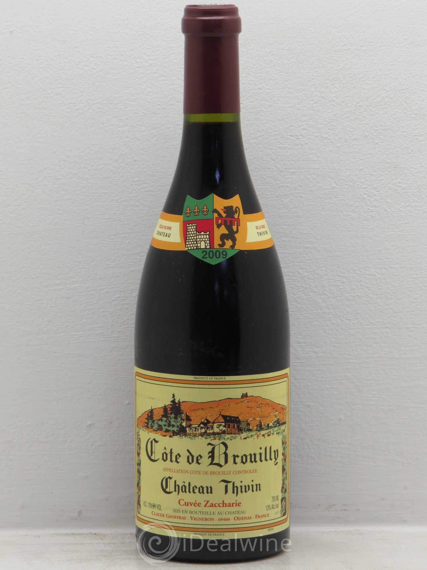 Côte de Brouilly Cuvée Zaccharie Château Thivin 2009 - Lot de 1 bouteille - 0