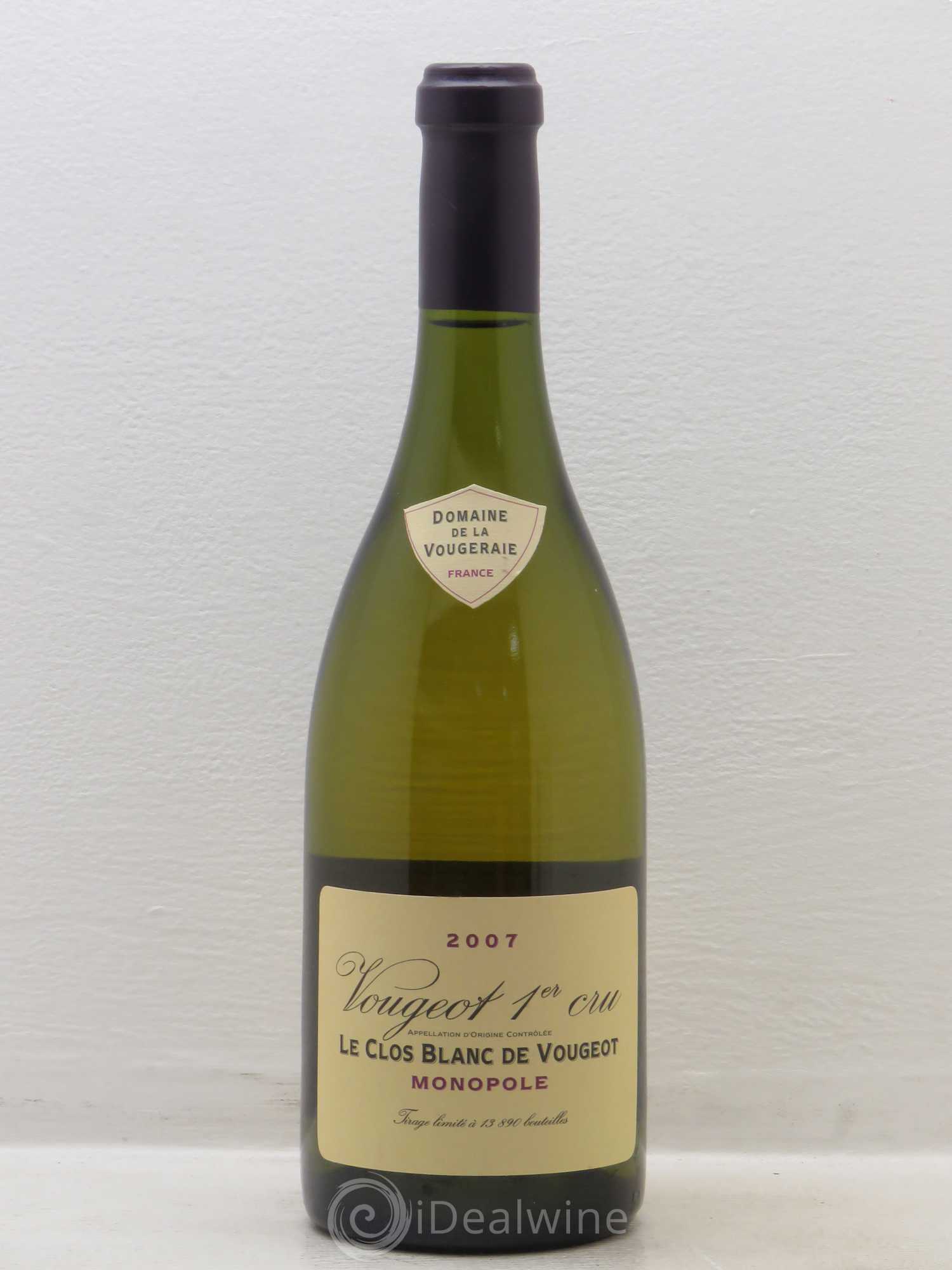 Vougeot 1er Cru Le Clos Blanc de Vougeot La Vougeraie 2007 - Lot de 1 bouteille - 0