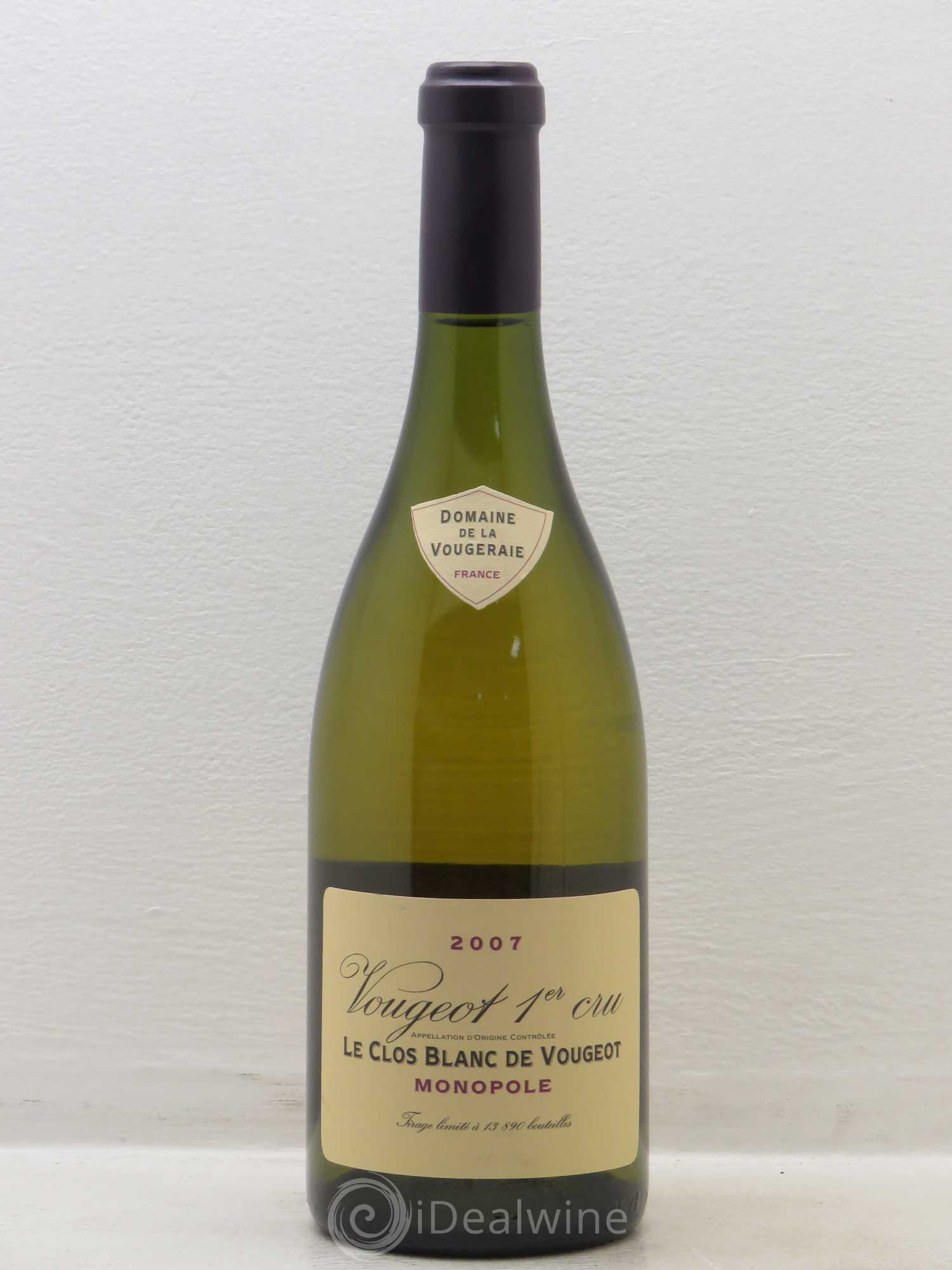 Vougeot 1er Cru Le Clos Blanc de Vougeot La Vougeraie 2007 - Lot de 1 bouteille - 0