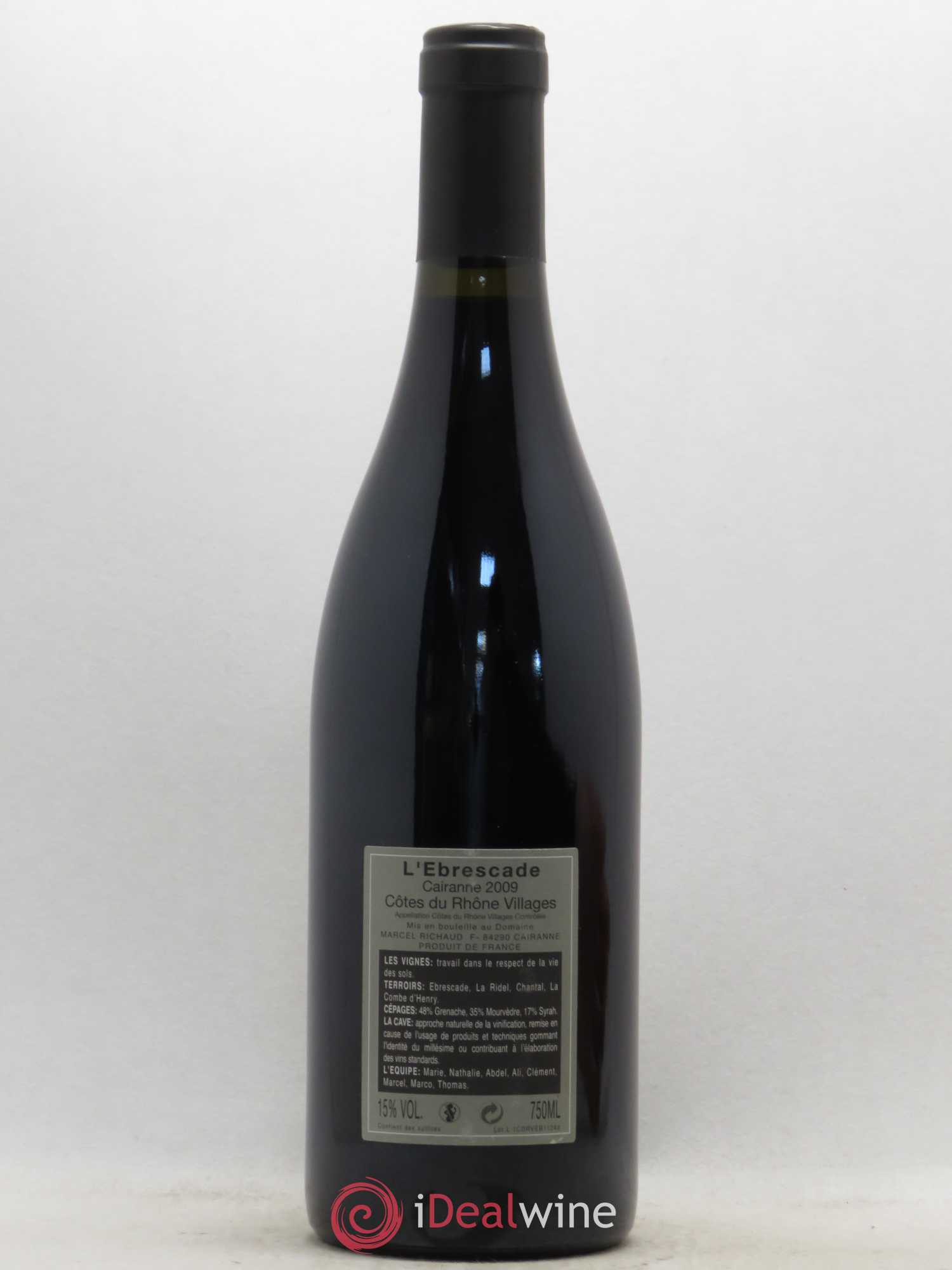 Cairanne Ebrescade Marcel Richaud 2009 - Lot de 1 bouteille - 1