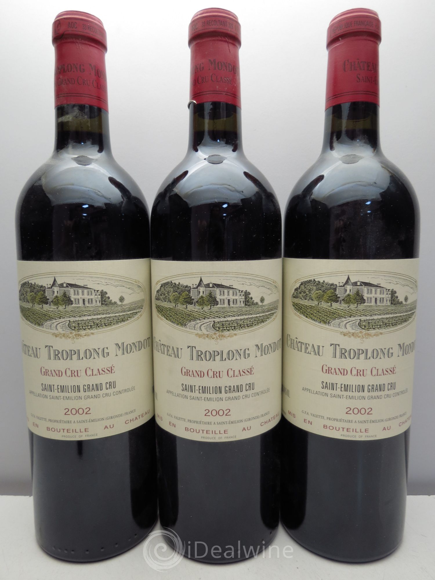 Château Troplong Mondot 1er Grand Cru Classé B 2002 - Lot de 3 bouteilles - 0