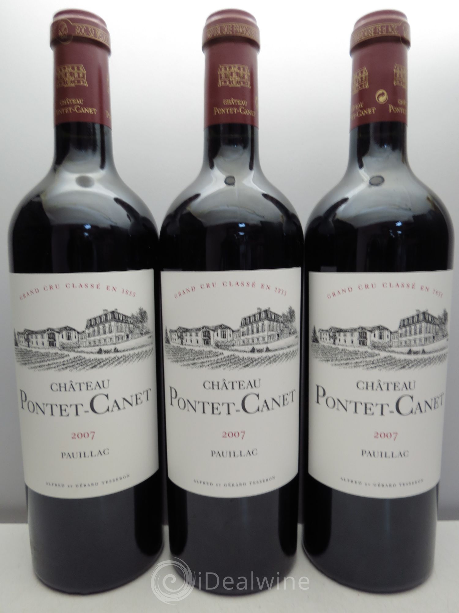 Château Pontet Canet 5ème Grand Cru Classé 2007 - Lot de 3 bouteilles - 0