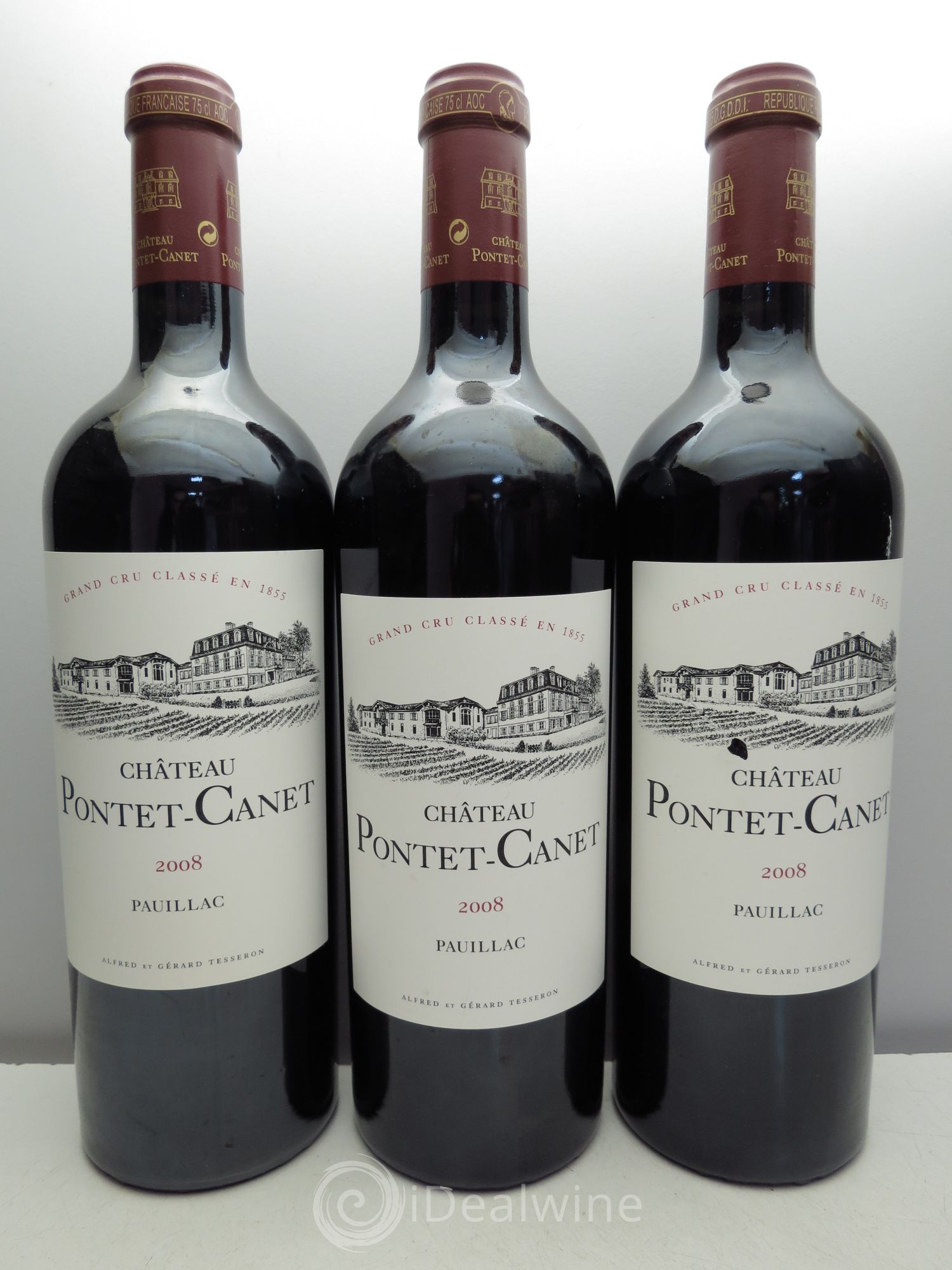 Château Pontet Canet 5ème Grand Cru Classé 2008 - Lot de 3 bouteilles - 0