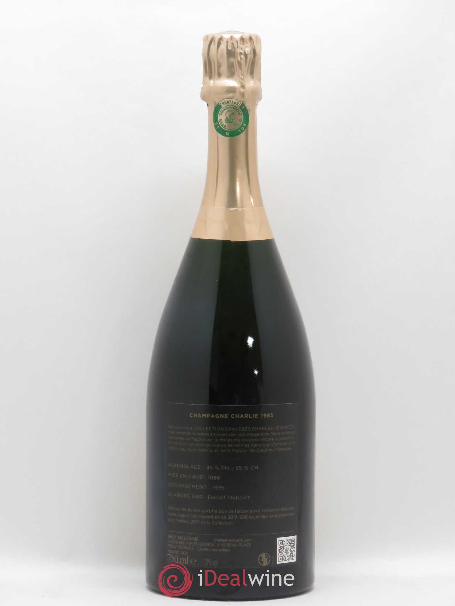 Brut Charles Heidsieck Charlie collection Crayères 1985 - Lotto di 1 bottiglia - 1