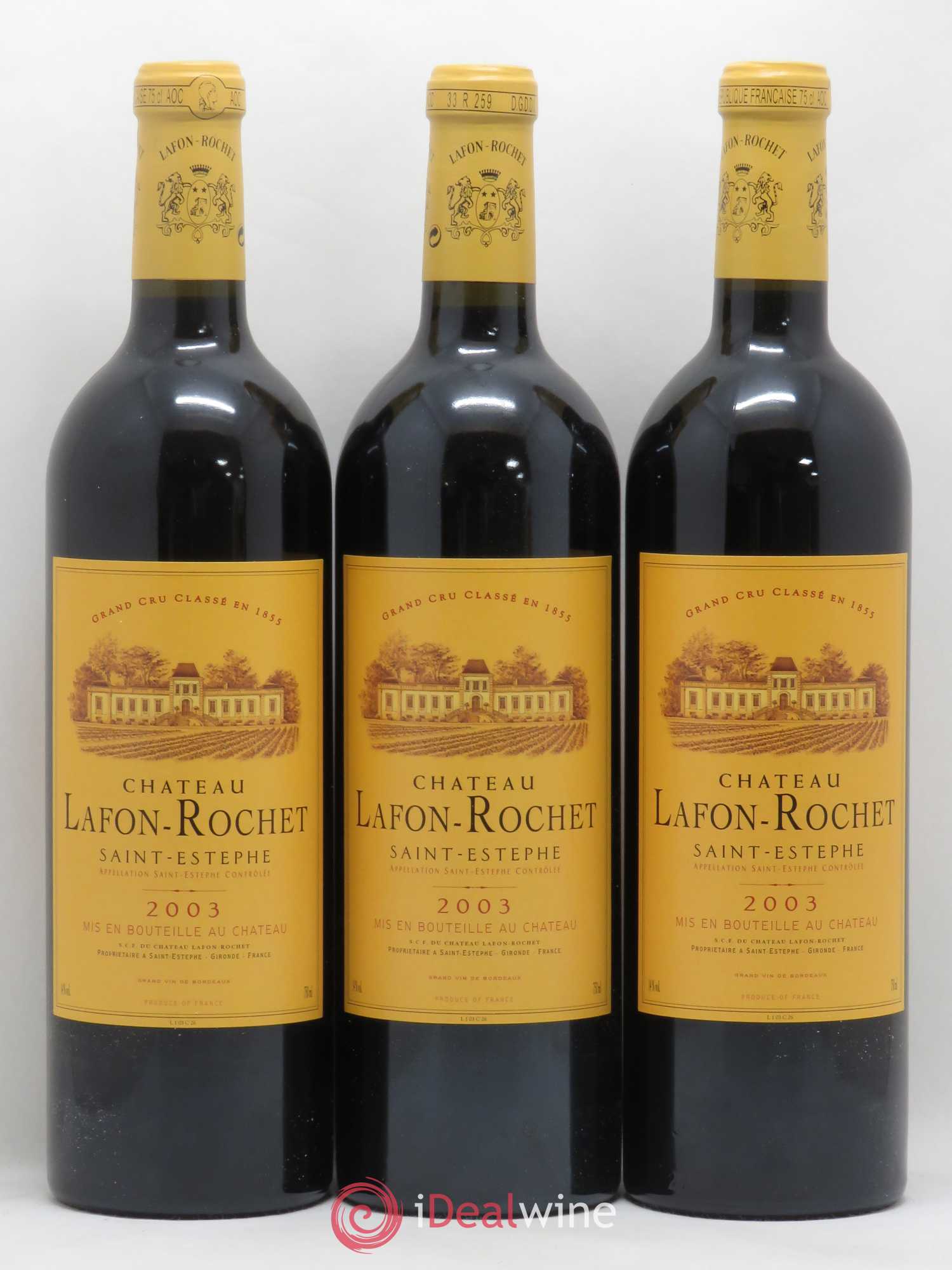 Château Lafon Rochet 4ème Grand Cru Classé 2003 - Lot de 6 bouteilles - 1