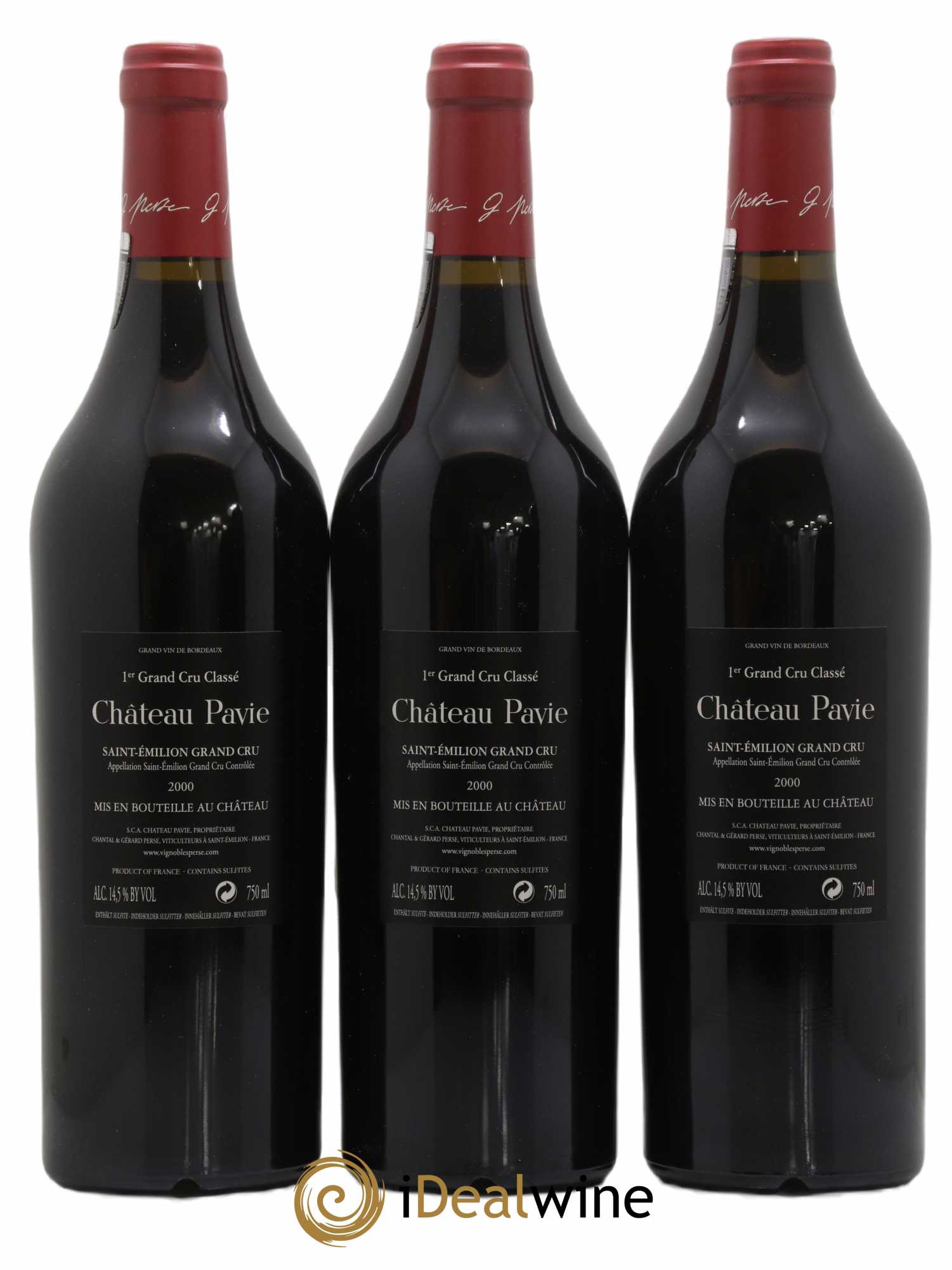 Château Pavie 1er Grand Cru Classé A 2000 - Lot de 3 bouteilles - 1