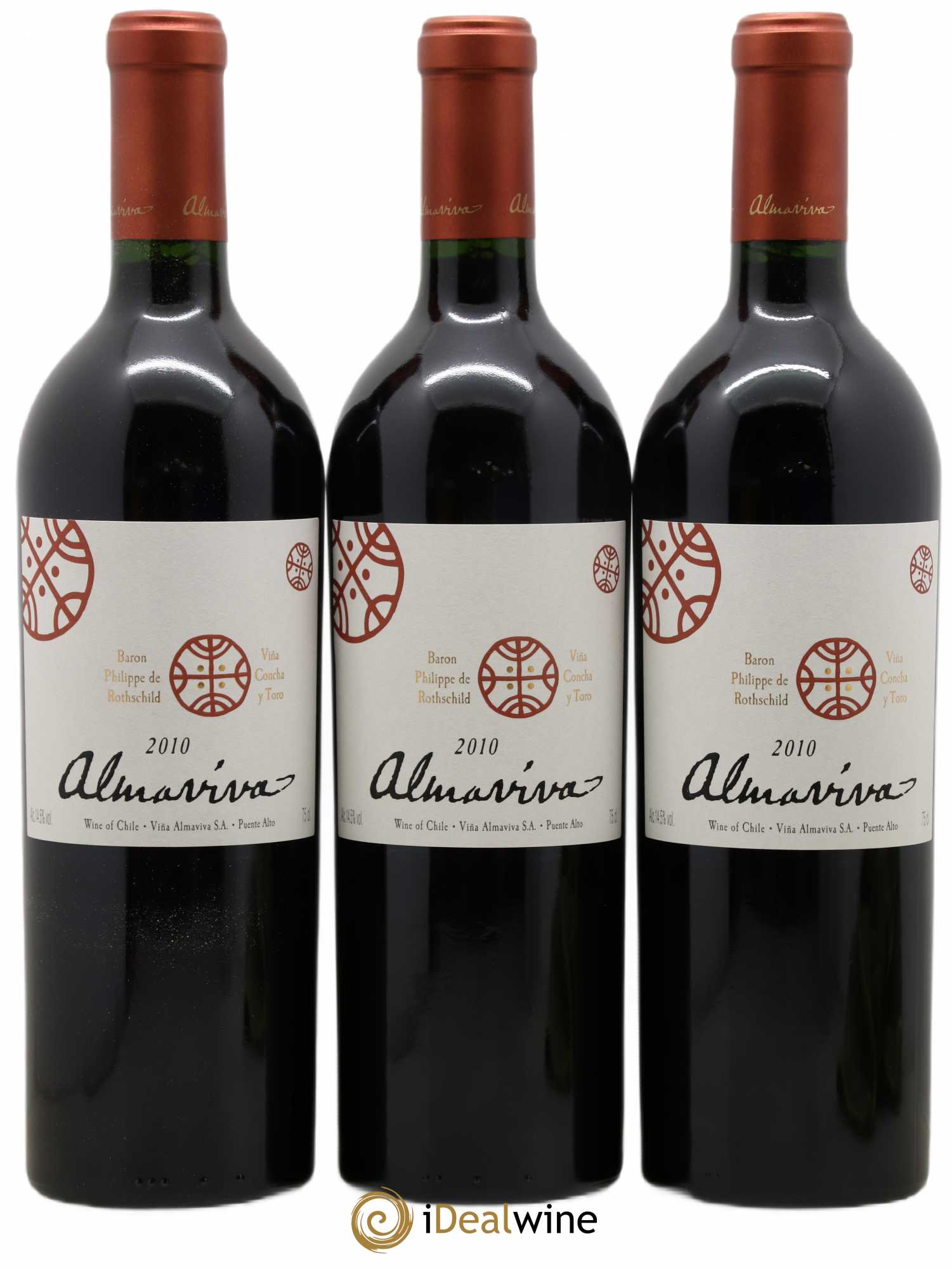 Chili Almaviva Baron P. de Rothschild Concha y Toro 2010 - Lot de 3 bouteilles - 0