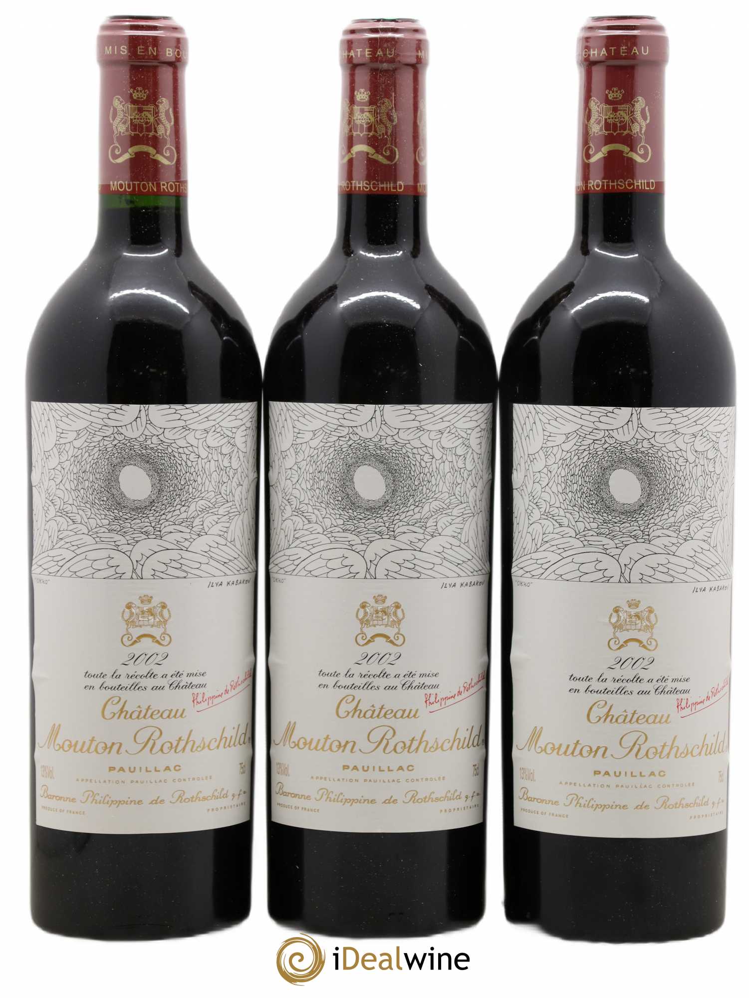 Château Mouton Rothschild 1er Grand Cru Classé 2002 - Lot de 3 bouteilles - 0